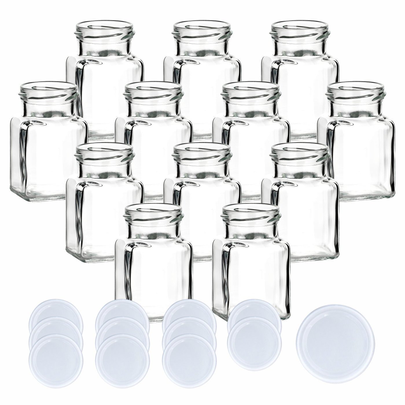 gouveo Vorratsglas Einmachgläser 150 ml eckig mit Schraub-Deckel