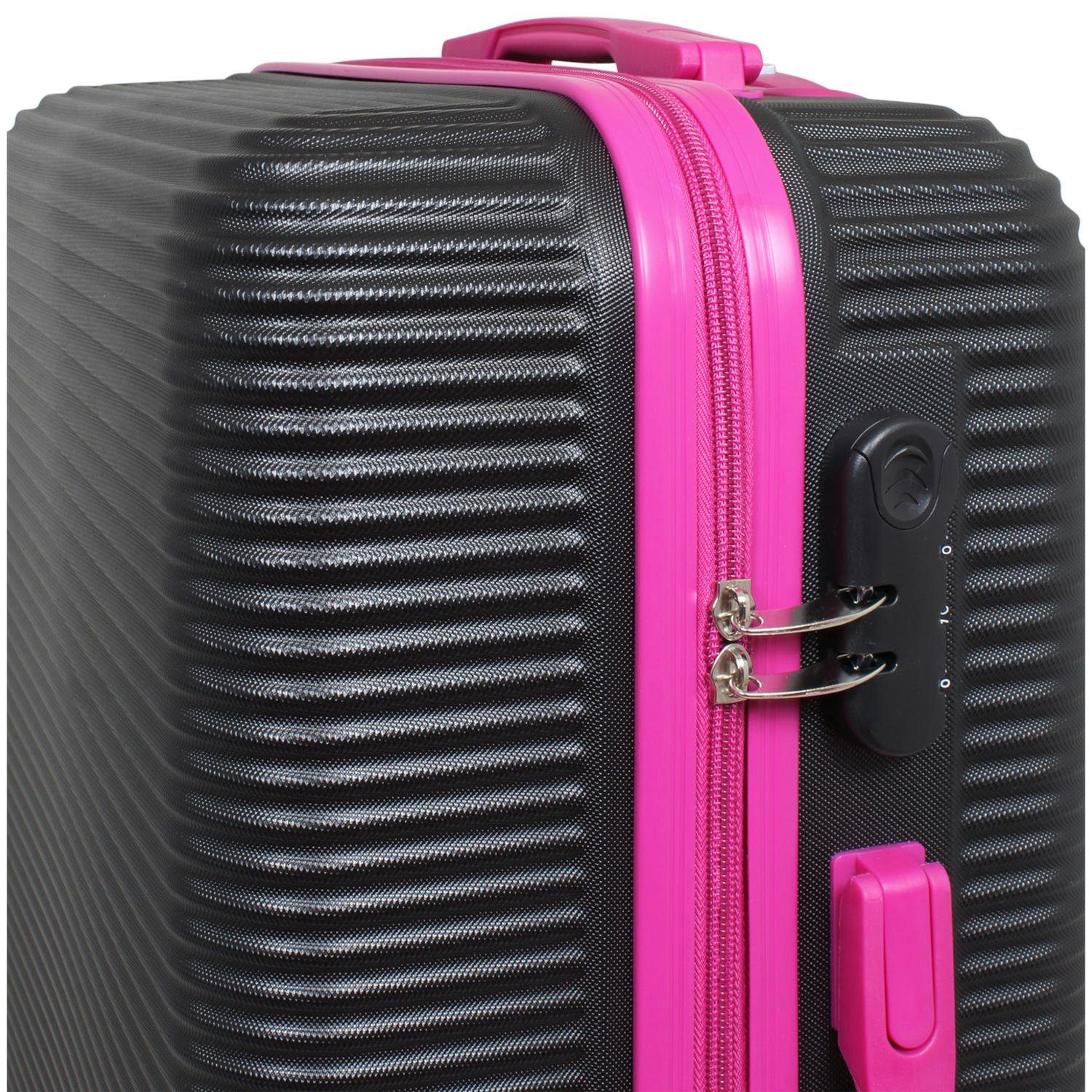 Warenhandel König Hartschalen-Trolley Santorin, 4 Rollen, farbig abgesetzte Griffe, Rollen und Reißverschlüsse