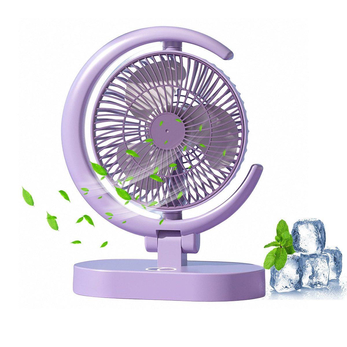 Handventilator Tischventilator Mit Nachtlicht 4 Windgeschwindigkeit 360°Drehung Stumm
