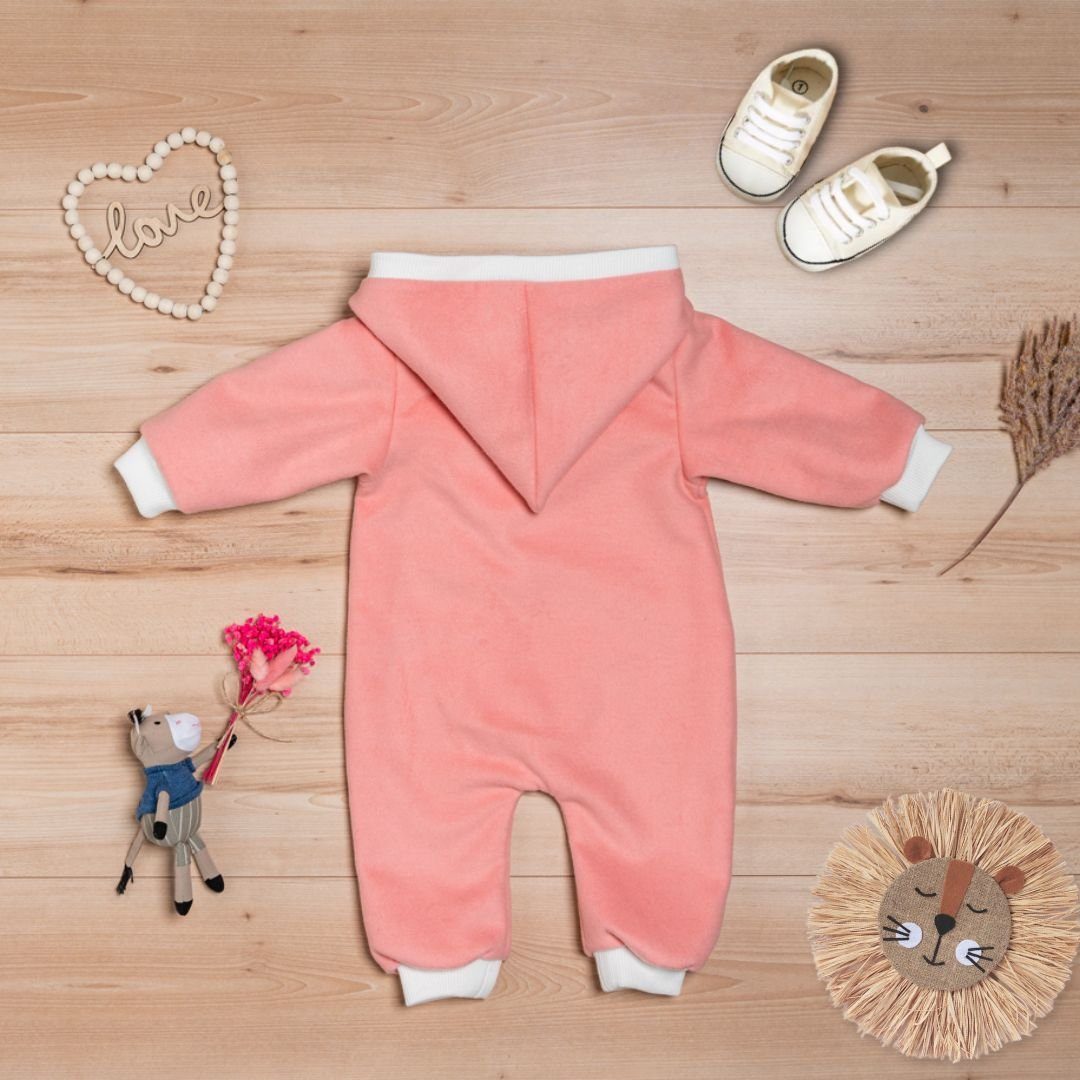 Babyoverall suebidou Wollfleece Overall Zwergenkapuze rosa Wagenanzug Fleeceoverall mit