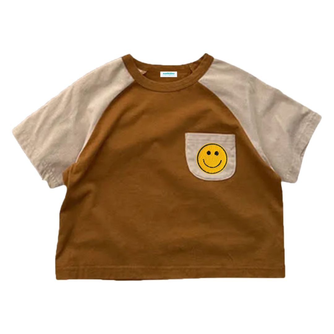 T-Shirt Jungen Baumwoll Shirt Kurzarm Raglan mit Brusttasche