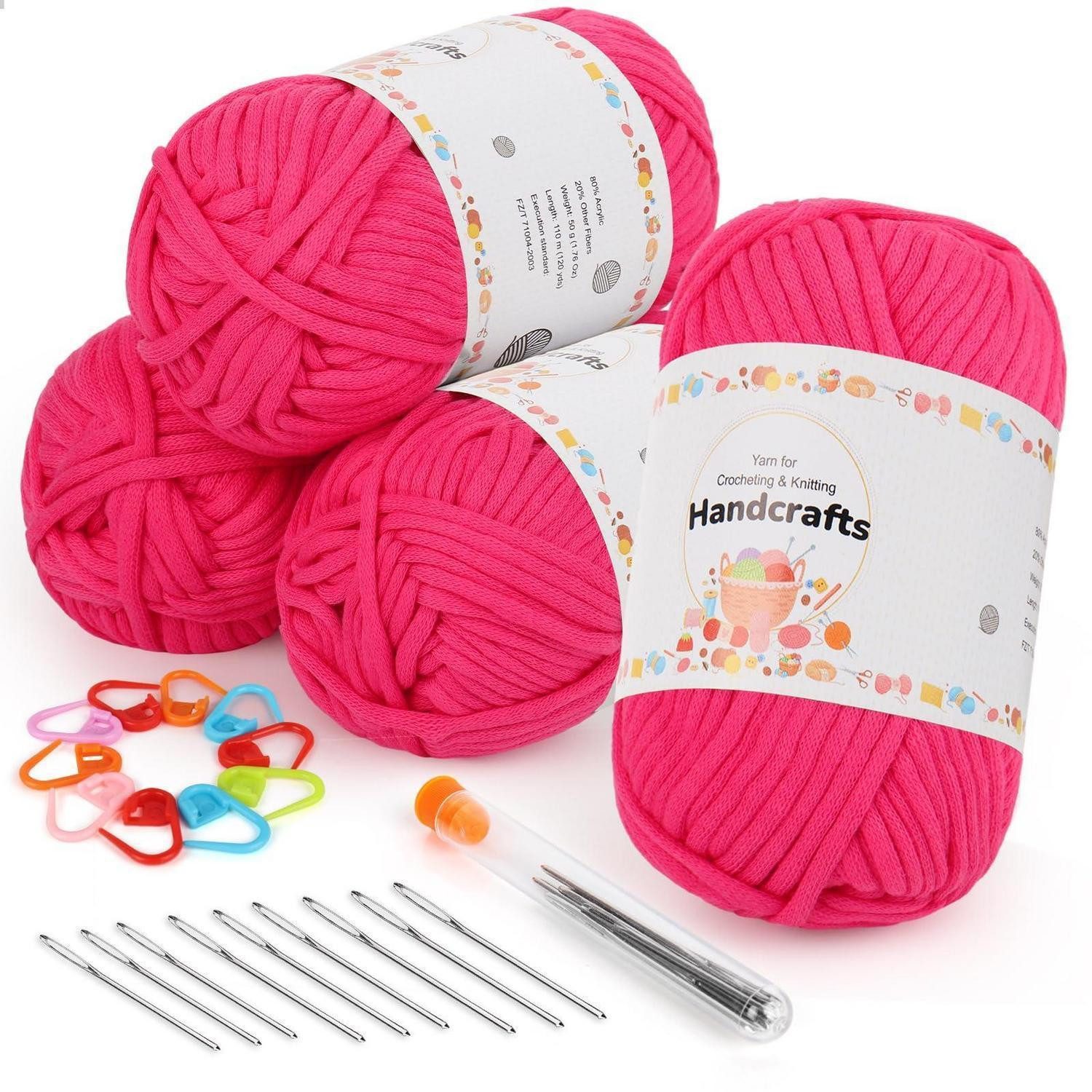 LuxusKollektion Häkelgarn Chunky Baumwolle/Nylon 200g Häkelwolle, (4-St)