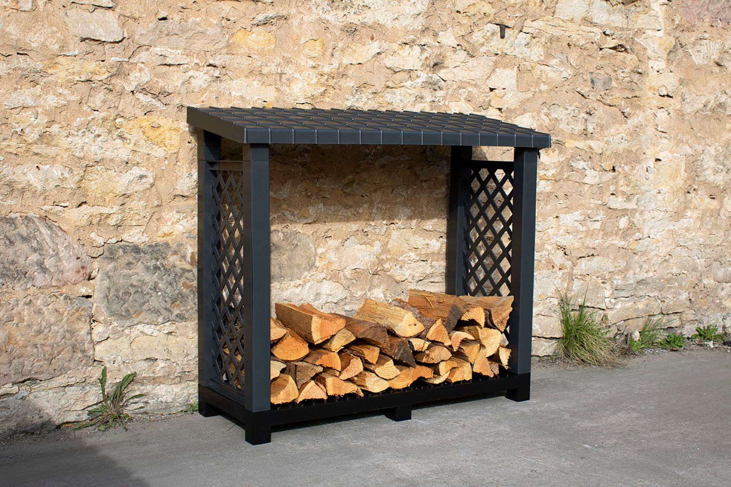 KHW Kaminholzregal aus stabilem und wetterfestem Kunststoff, BxTxH:114x47x1 günstig online kaufen