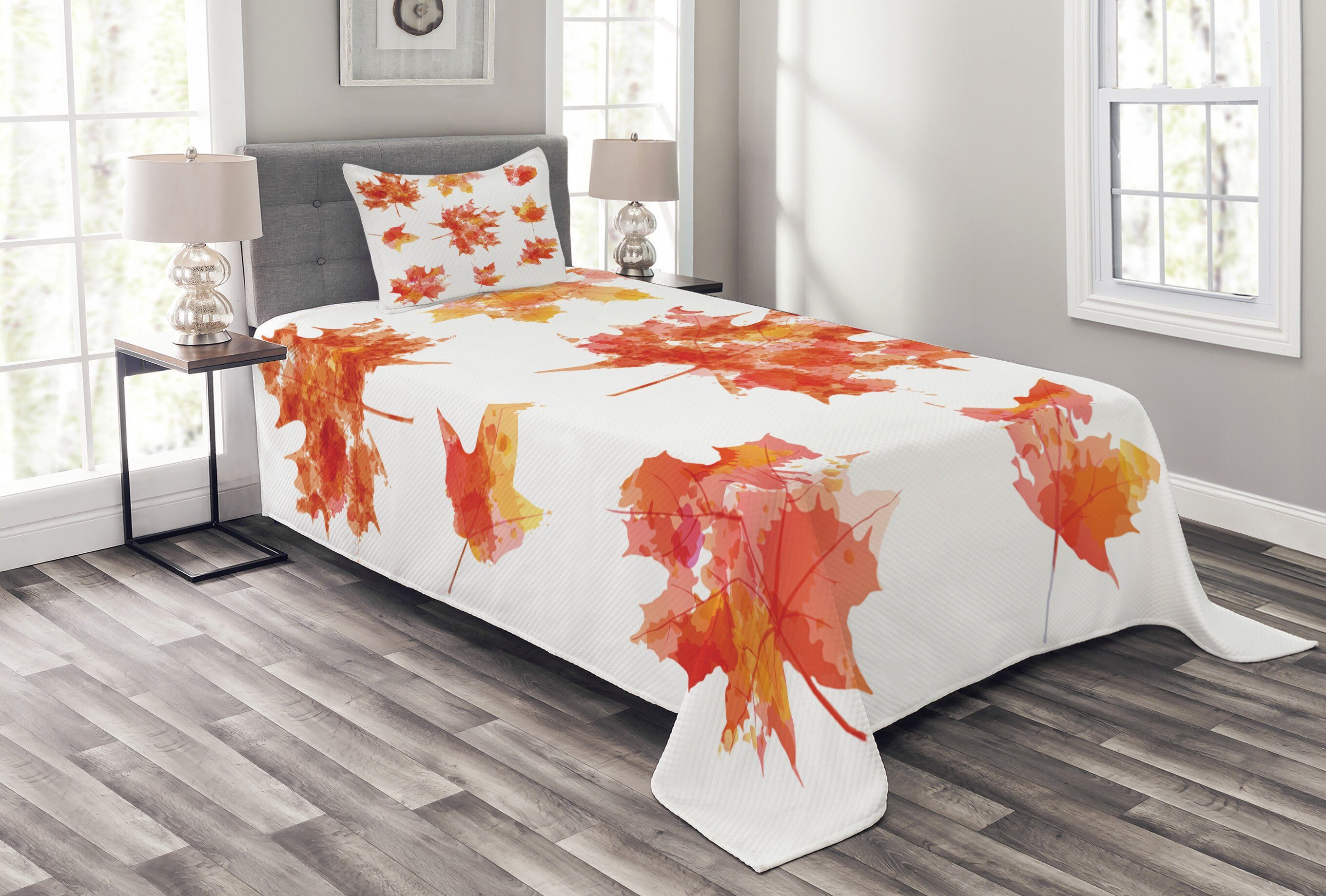 Maple Set Laub Waschbar, Canadian Blätter Tagesdecke Kissenbezügen Abakuhaus, mit