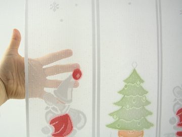 Scheibengardine Scheibengardine Weihnachtsmann Weihnachtsbaum, HxB 50x140cm, Clever-Kauf-24, Stangendurchzug (1 St), transparent, Scheibengardine, Store