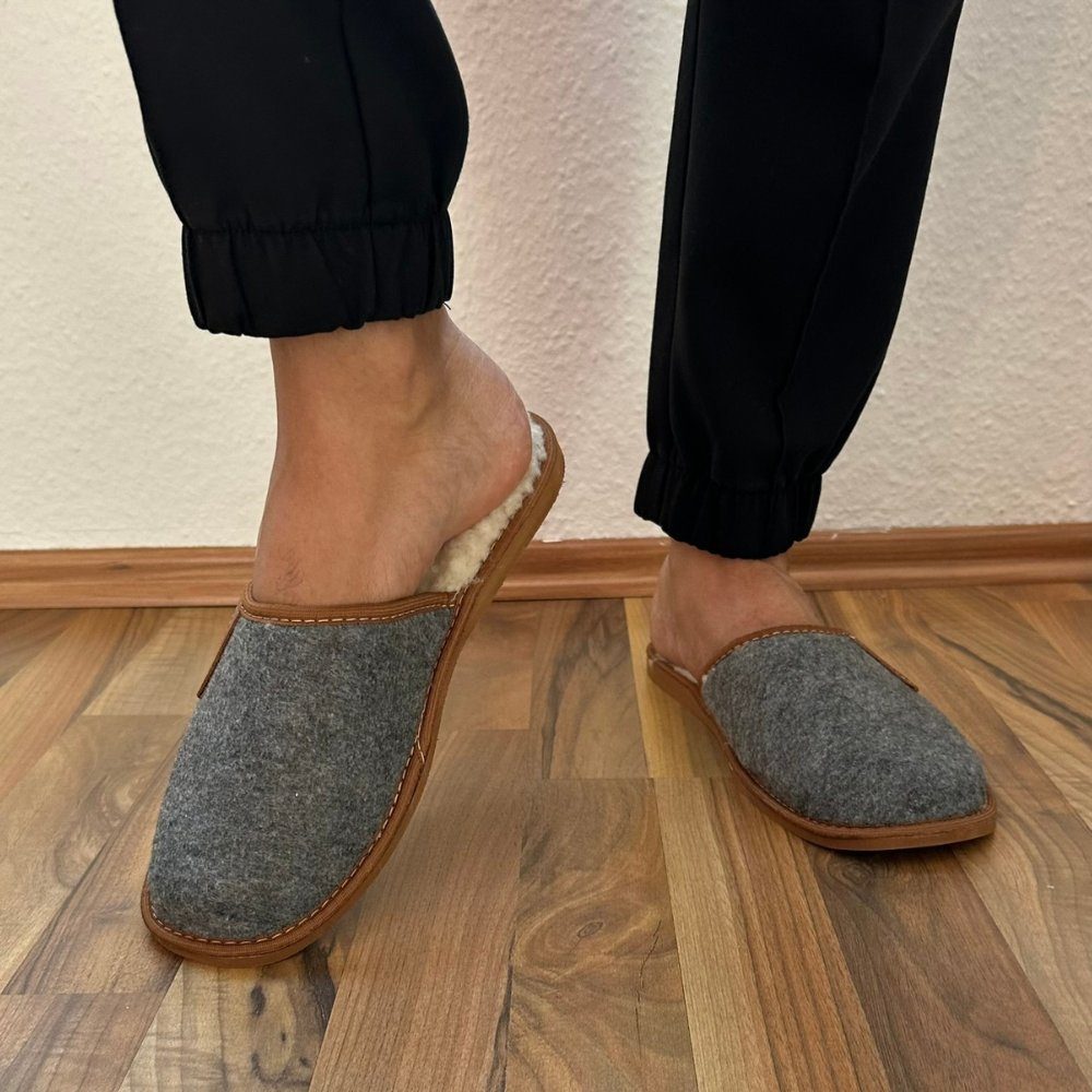 Home & Joy Casual Leder o. Filz Hausschuh (aus Leder o. Filz, rutschfest, bequem, weich, leicht, atmungsaktiv) Damen & Herren Pantoffeln Latschen Schlappen Slipper Pantoletten