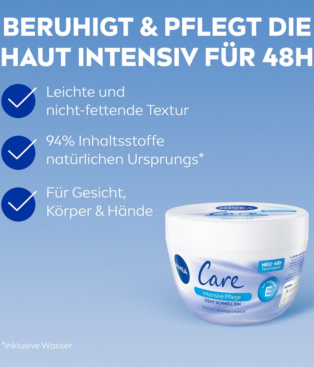 Nivea Gesichtspflege Creme Care 2 x 400ml Intensive Pflege mit 48h Feuchtigkeit, 2-tlg., Mit Vitamin E