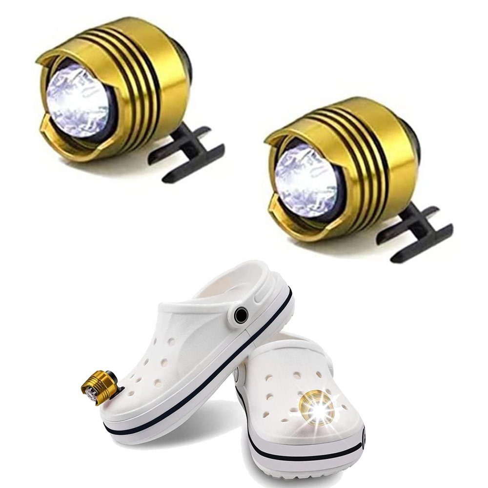 Gold 2 LED Headlights zggzerg Clogs Croc-Zubehör für Schuhe Croc Scheinwerfer Stück Scheinwerfer für