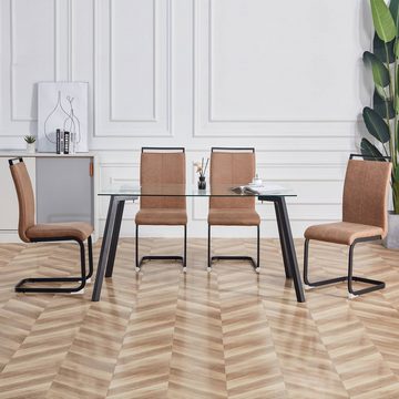 MODFU Freischwinger 4er Schwingstuhl Kunstlederstuhl Esszimmerstuhl (Polster Stuhl Set nur 4 Stühle ohne Esstisch)