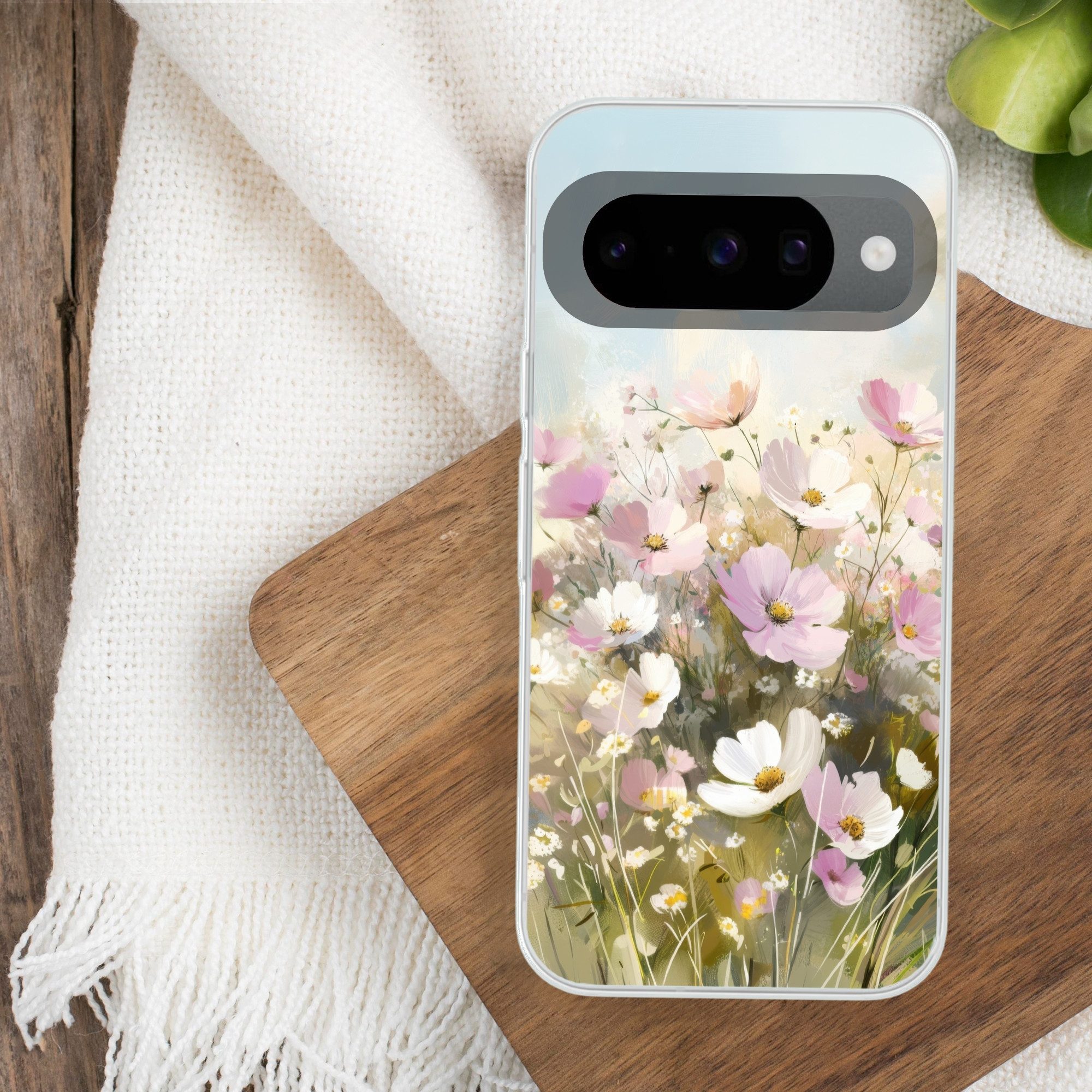 MuchoWow Handyhülle für Google Pixel 10 Pro Blumenfeld - Helle Farbtöne - Gemalt, Handy Case, Silikon, Bumper Case Dünn