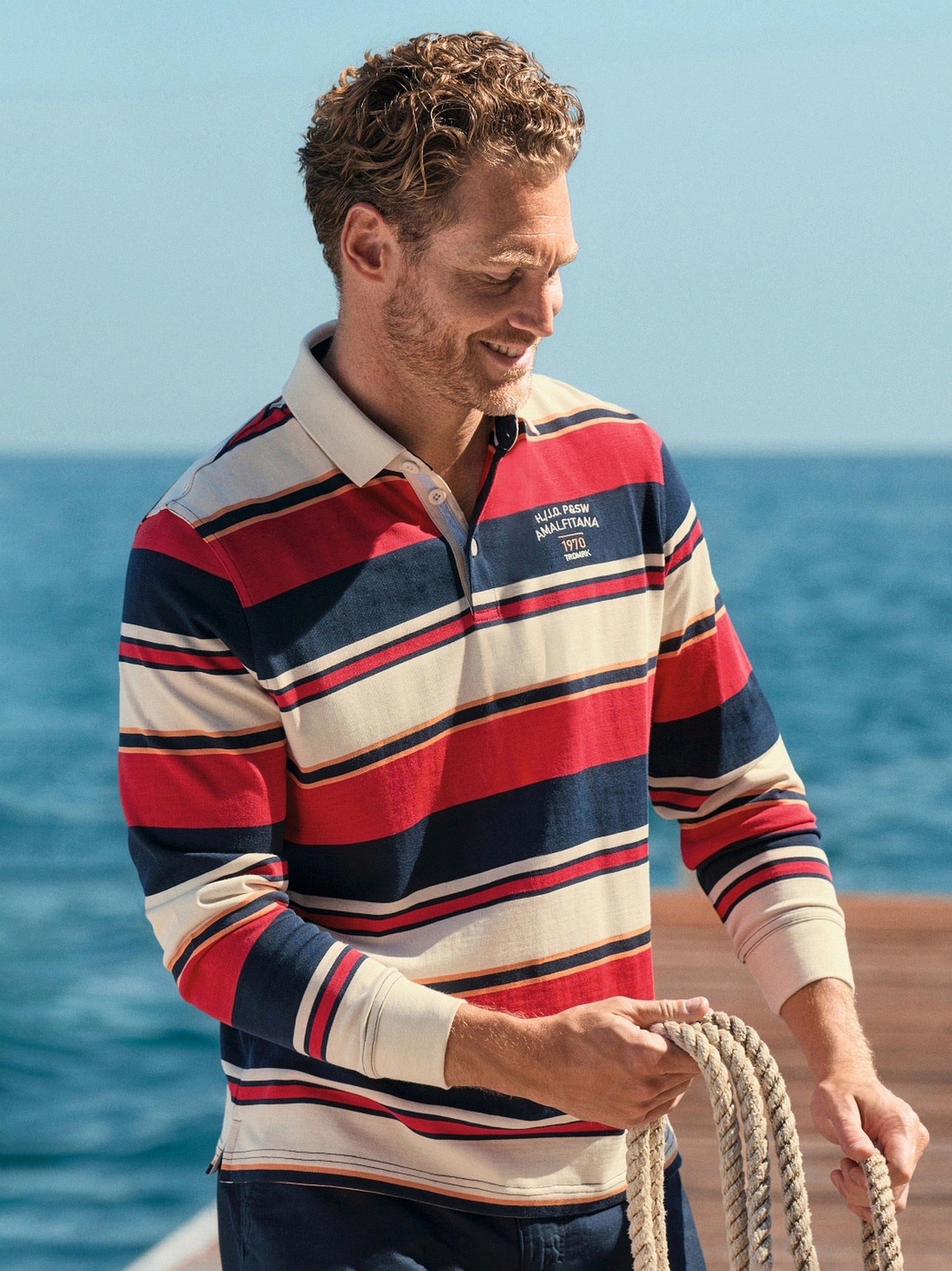 Hajo Rugbyshirt Rugbyshirt mit garngefärbtem Streifenmix allover in stay fr günstig online kaufen