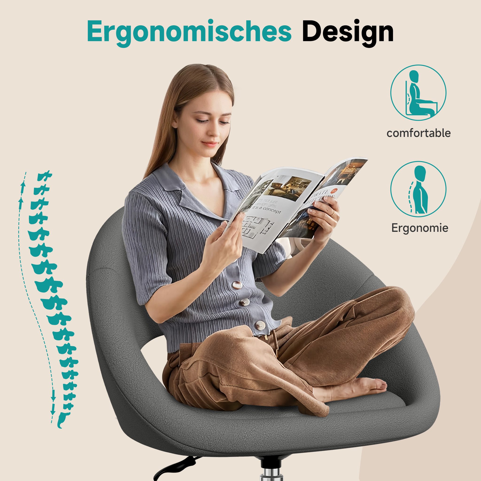 Adormii Bürostuhl Schminkstuhl,Homeoffice Stuhl mit Armlehnen,Drehstuhl günstig online kaufen