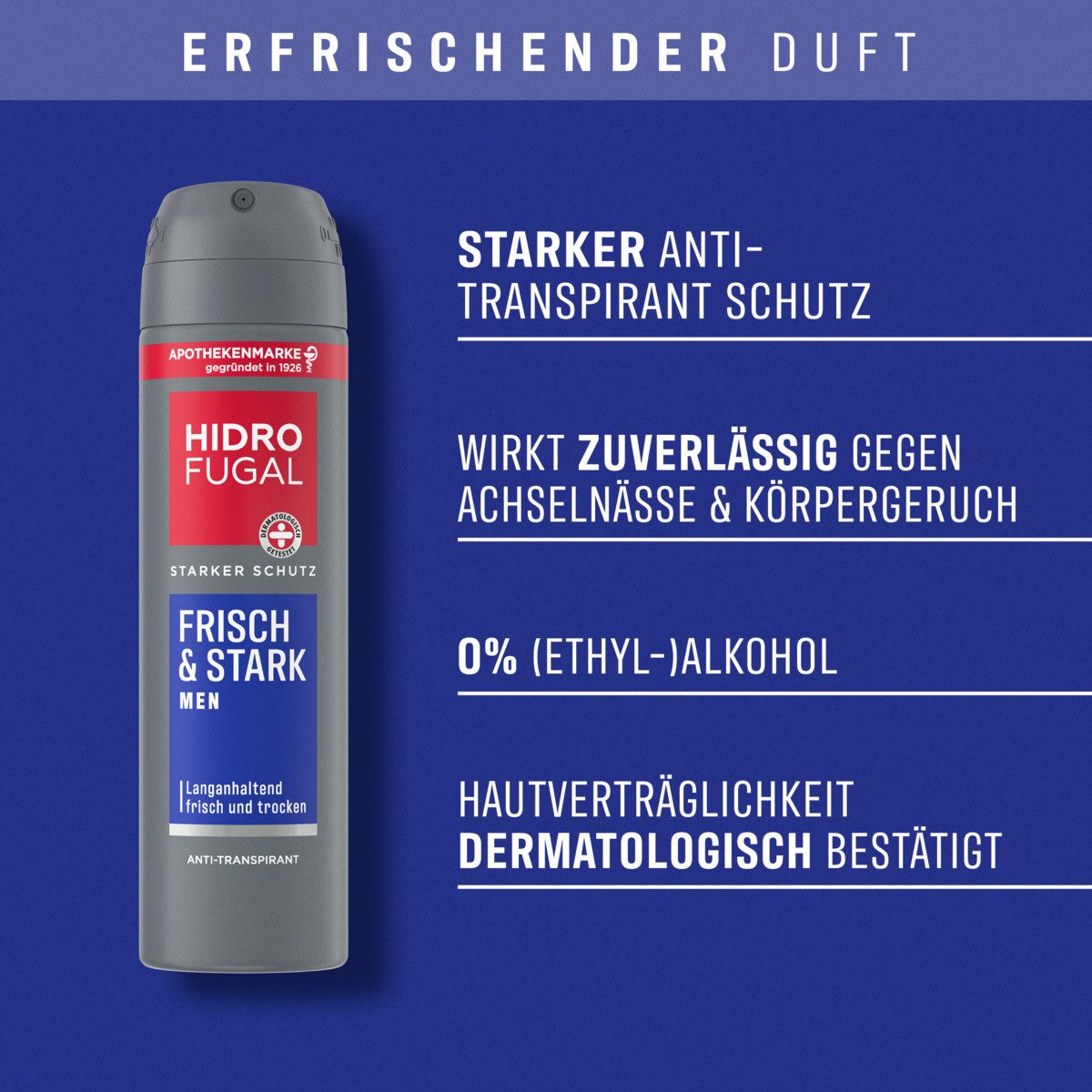 Hidrofugal Deo-Spray Deo Men Frisch & Stark Spray 4x150ml, 4-tlg.