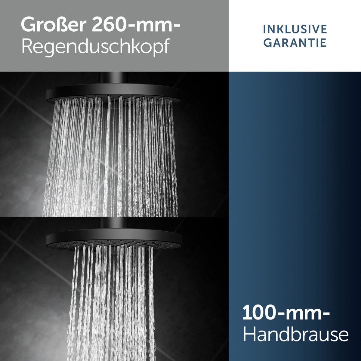 Ideal Standard Duschsystem Ceraflow Alu+, Höhe 110.40 cm, Multifunktionsbrause, WRAS, aus recyceltem Aluminium