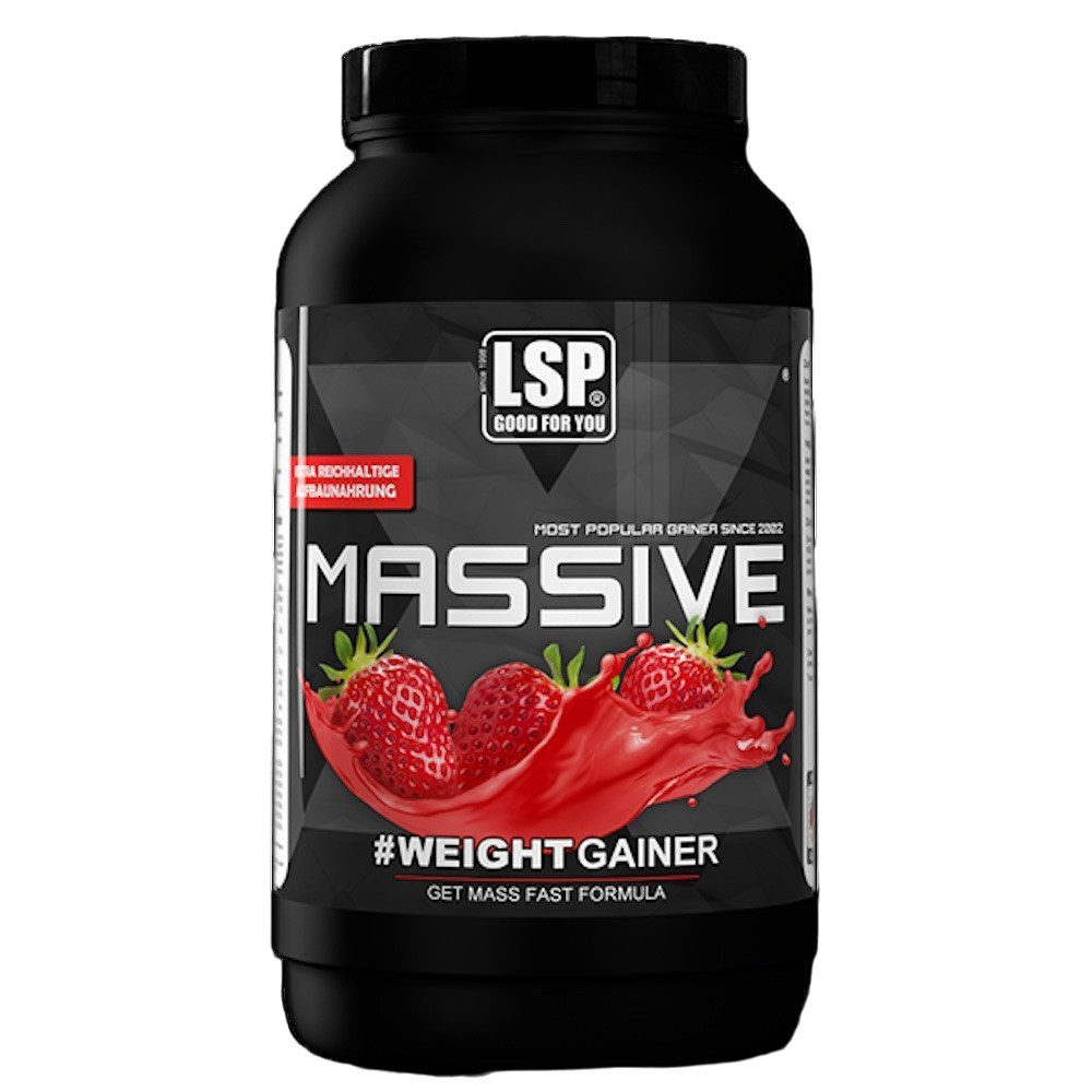 LSP MASSIVE X® Weight Gainer (1200g), Wild Strawberry Pulver, 1 er Dose à 1,00 St., Ohne künstliche Zusatzstoffe, Reich an Proteinen, Leicht löslich