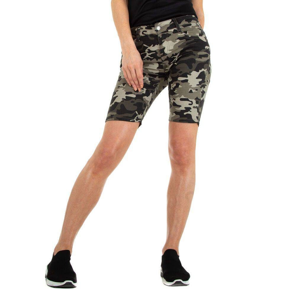 Ital-Design Shorts Damen Freizeit (86585444) Camouflage Stretch Freizeitshorts in Khaki