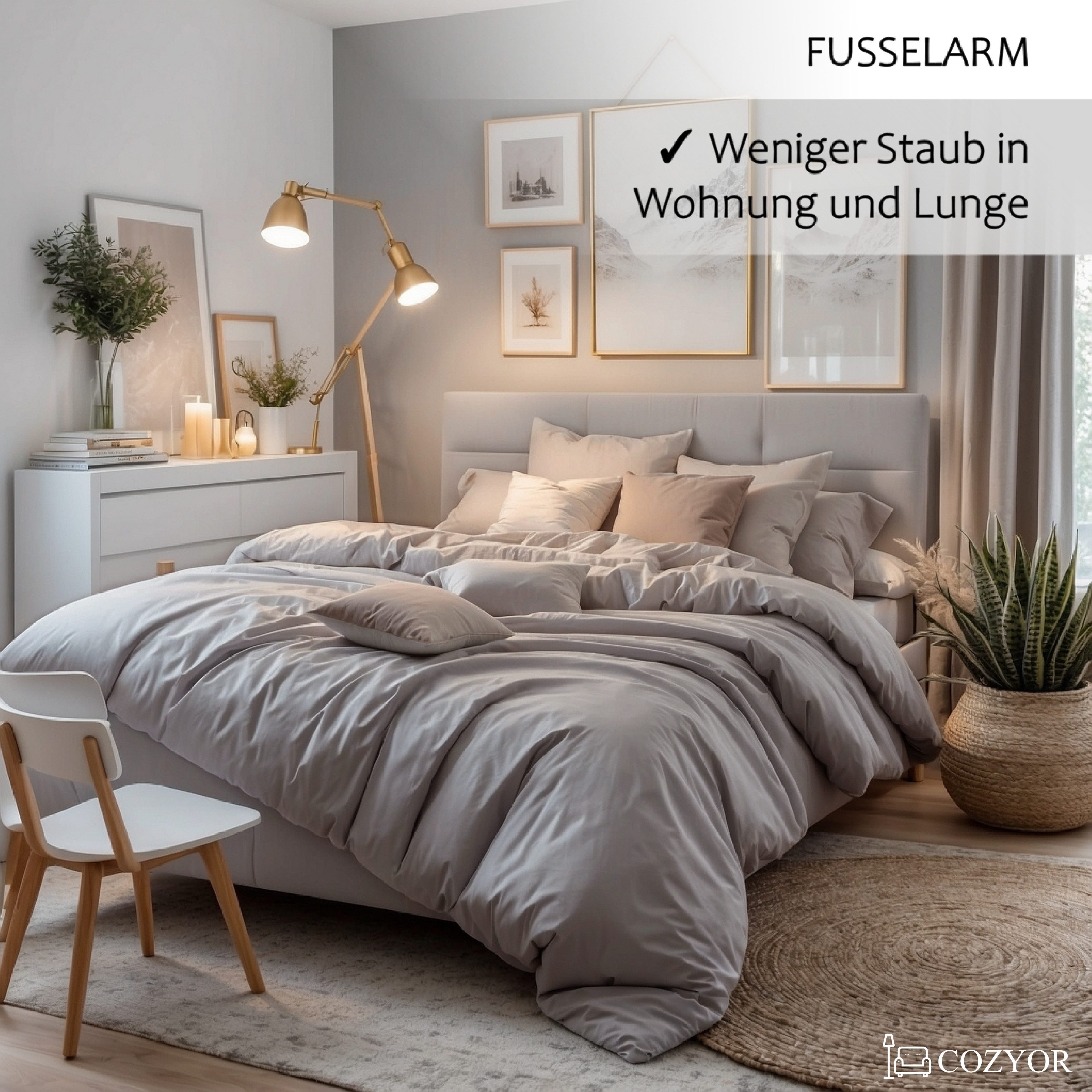 Cozyor Bettwäsche Allergiker Bettwäsche extra weich, 135x200 155x200 155x220 200x200, Mikrofaser, 2 teilig, allergikerfreundlich – Bild 3 von 5