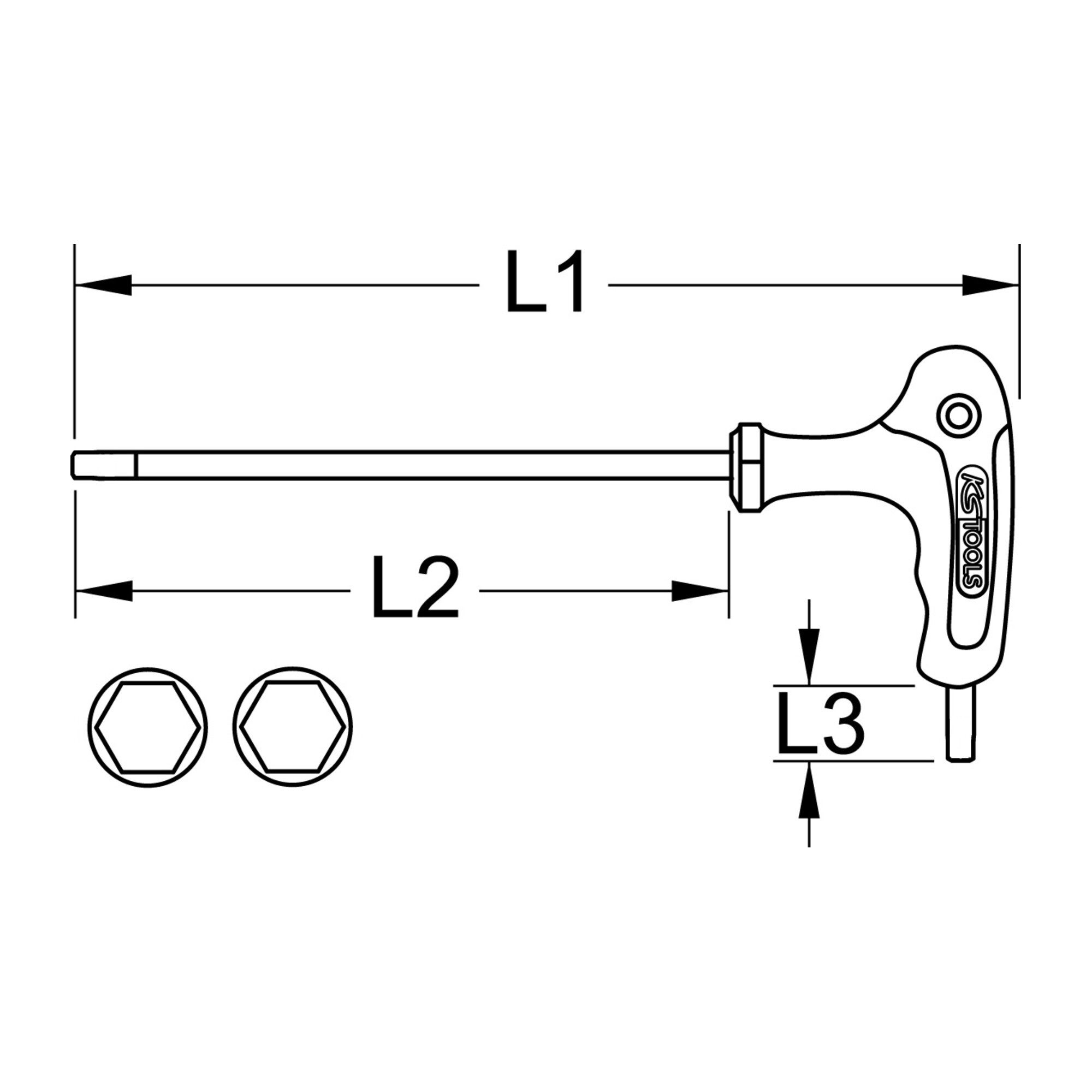 KS Tools Schraubendreher KS Tools ERGOTORQUEplus T-Griff-Innensechskant-Schlüssel, 2,5mm