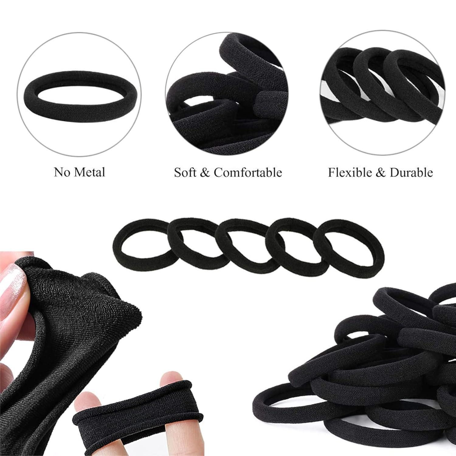 LuxusKollektion Haargummi 50 Stück Schwarz Haargummis, Gummibänder Ohne Metall, Elastische