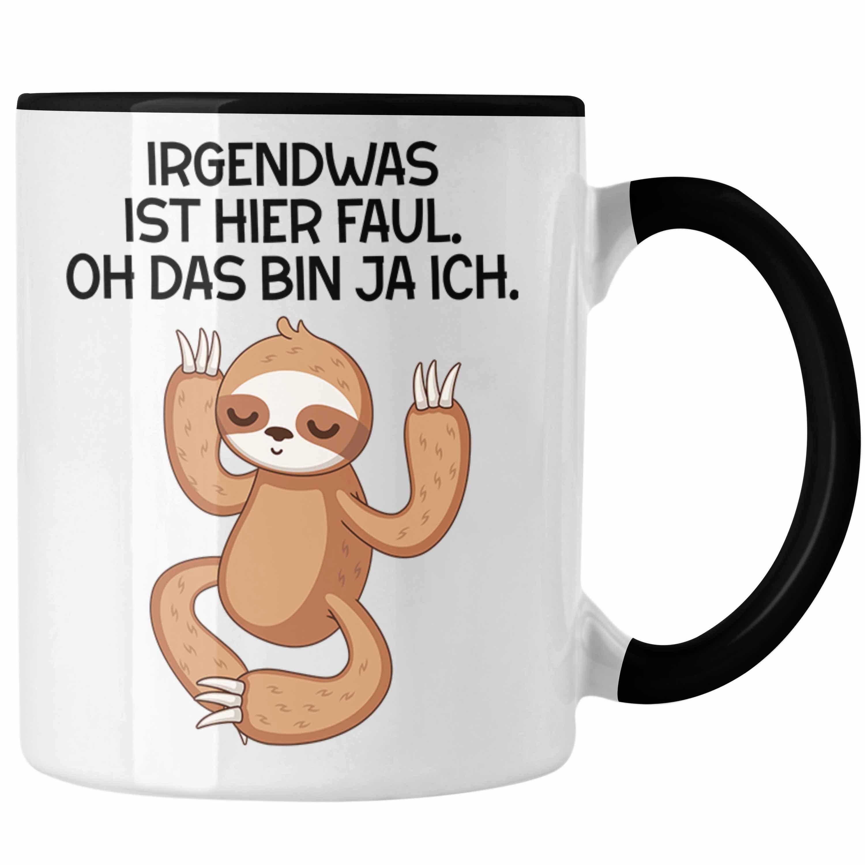 Trendation Tasse Trendation - Kollege Schwarz Tasse Lustiger Spruch mit Faultier Grafik Bürotasse Faul Geschenk Kollegin Spruch