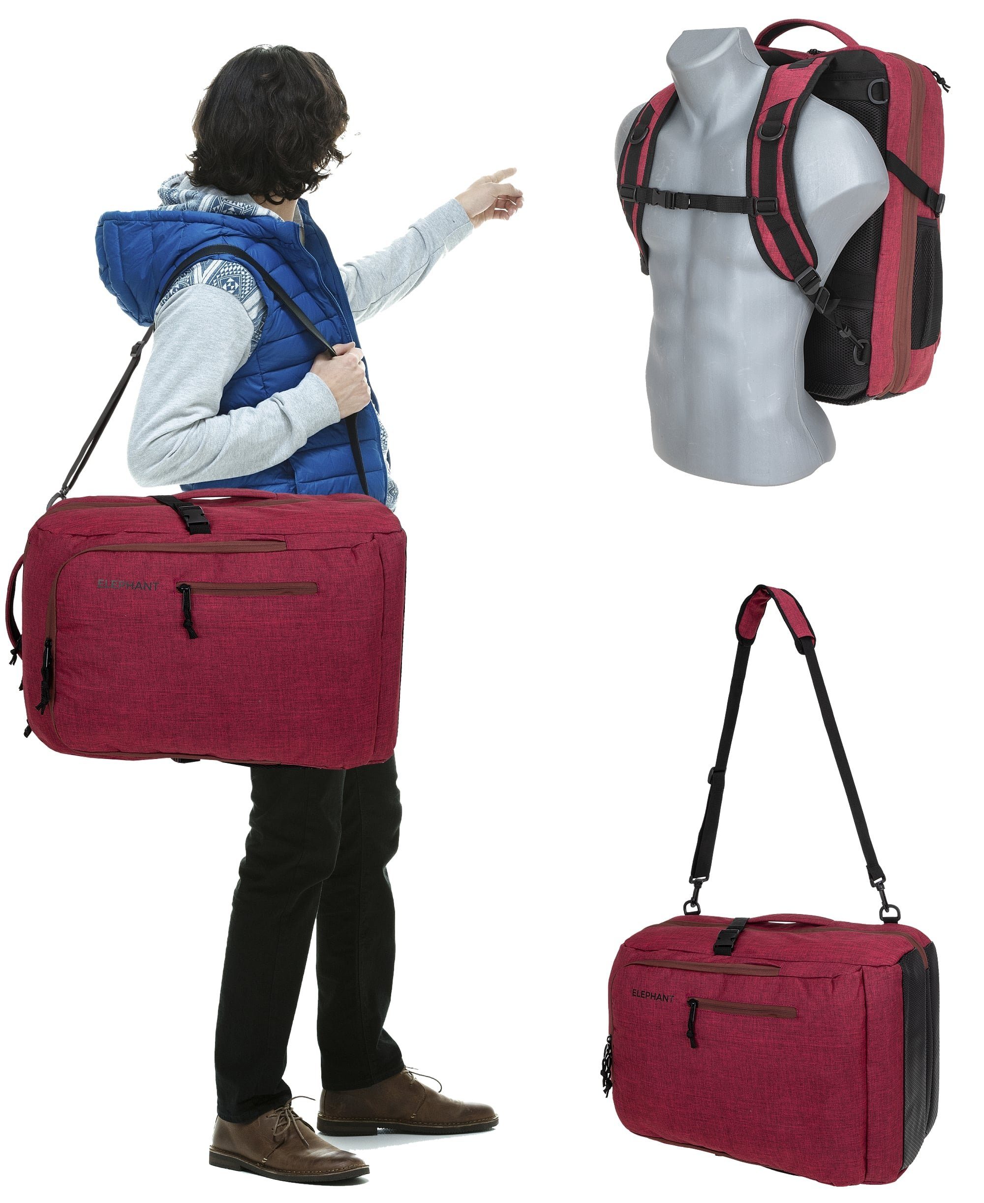 ELEPHANT Reiserucksack Flugzeug Handgepäck Fly Legends 12900, Kabinengepäck IATA Koffer-Rucksack Laptoprucksack Large