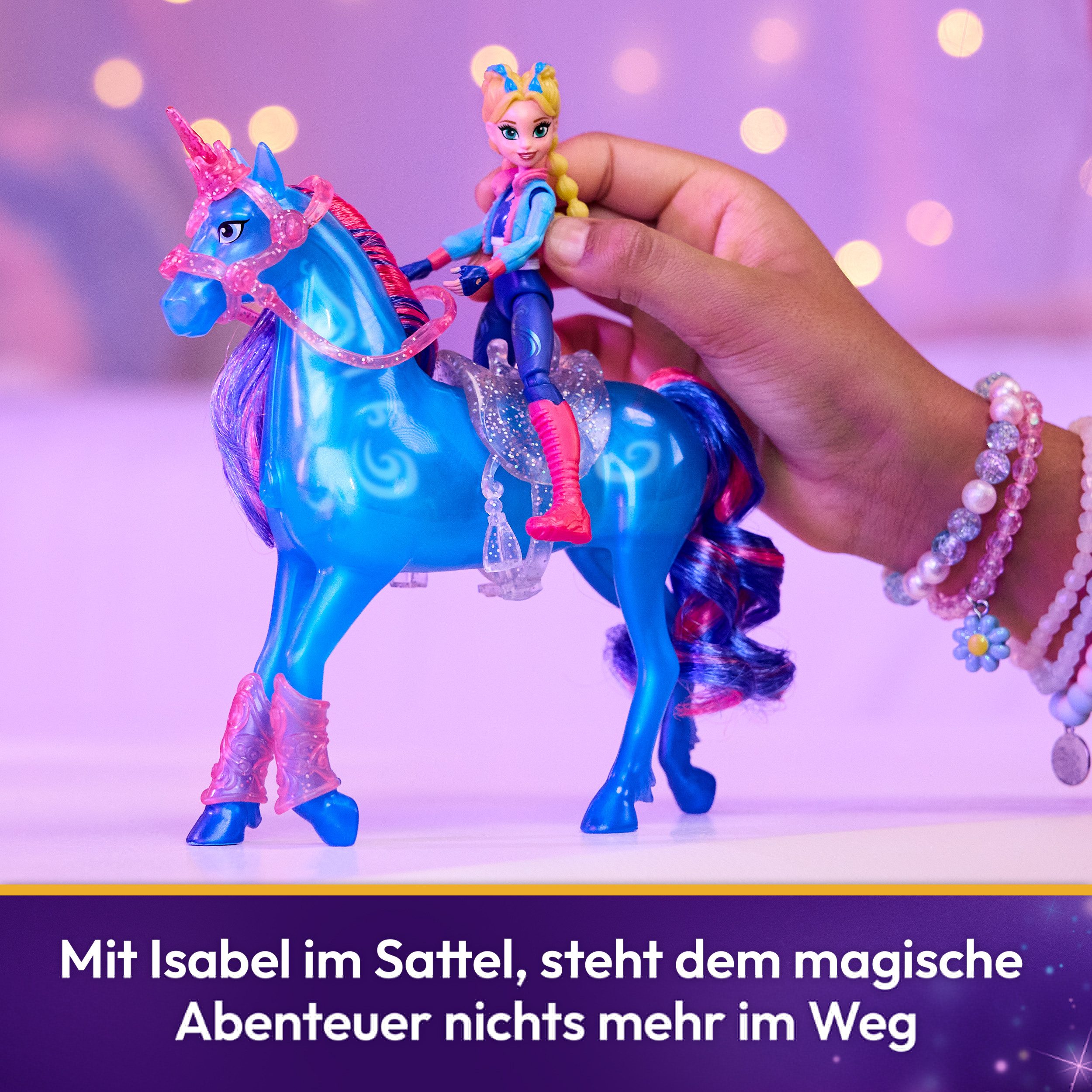 Spin Master Anziehpuppe Unicorn Academy - Train and Glow River, mit Leuchtfunktionen