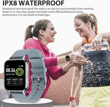 SUPBRO Smartwatch (1,69 Zoll, Android iOS), Fitnessuhr mit Bluetooth Anruf Sportuhr IP68 Wasserdicht Armbanduhr