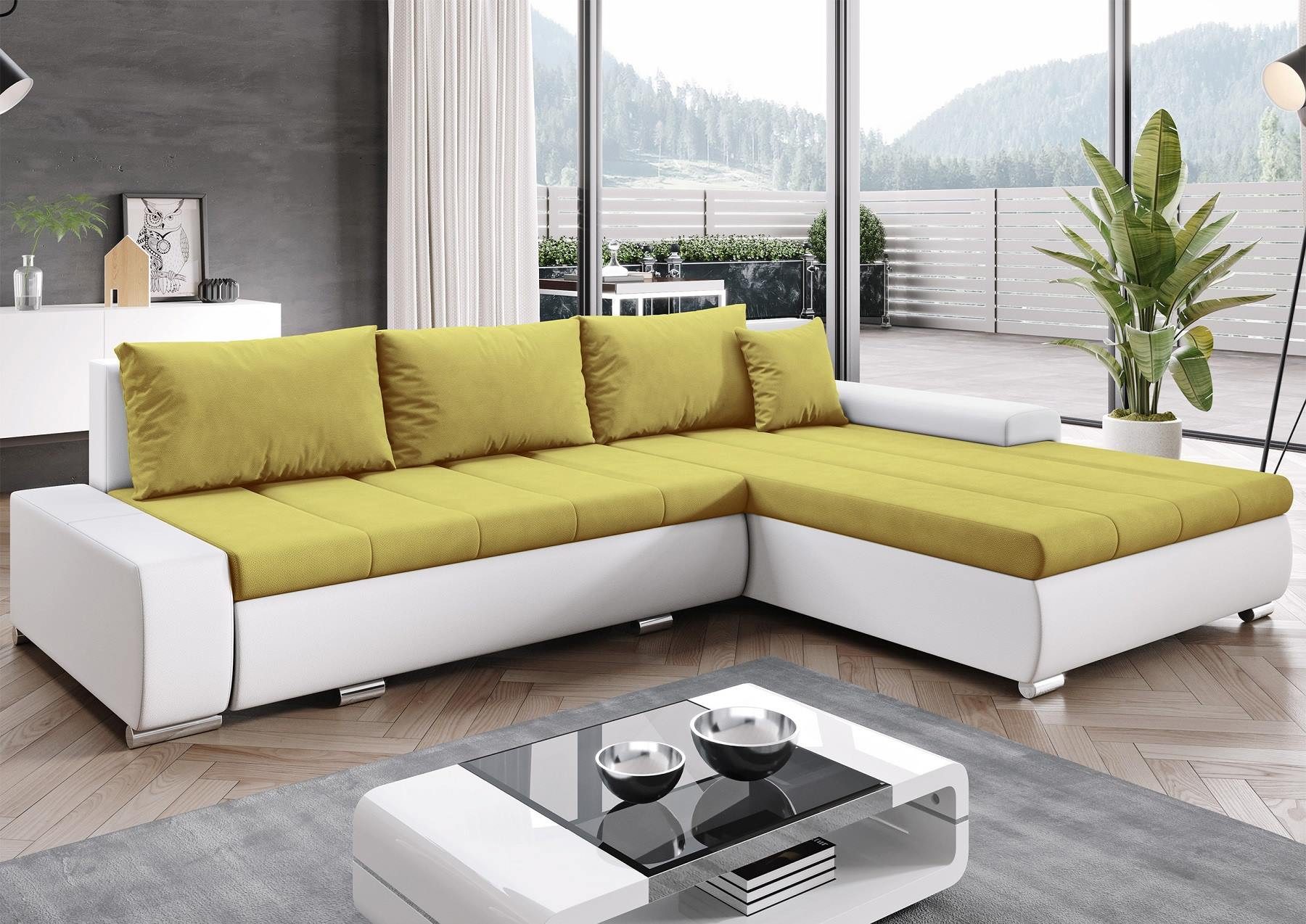 Furnix Ecksofa TOMMASO Sofa mit Schlaffunktion Bettkasten Kissen L-Couch, BxHxT 297x85x210 cm, Liegefläche 150x255 cm, bequem