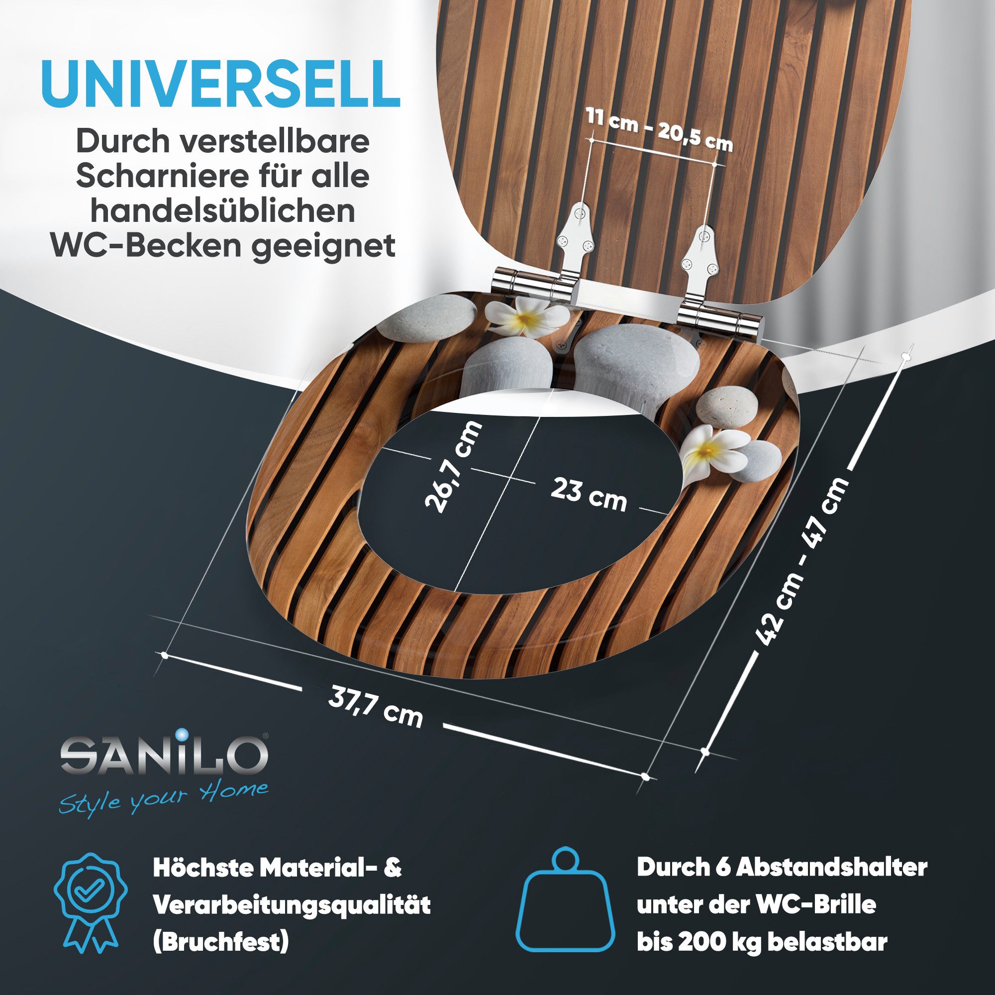 Sanilo WC-Sitz Zentara mit Absenkautomatik, Toilettendeckel direkt vom Hersteller, hochwertig & modern mit Motiv, universell, leichte Montage – Bild 4 von 5