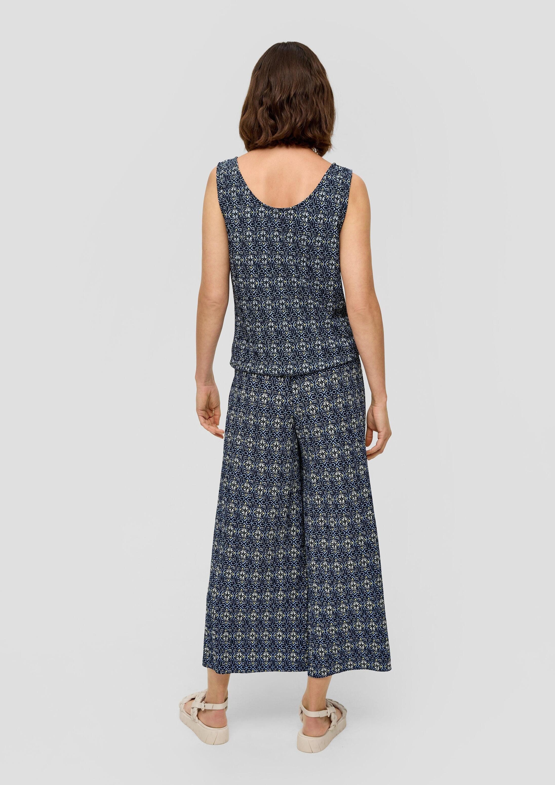 s.Oliver Culotte Hose Plissierte Wide-Leg-Hose mit Elastikbund