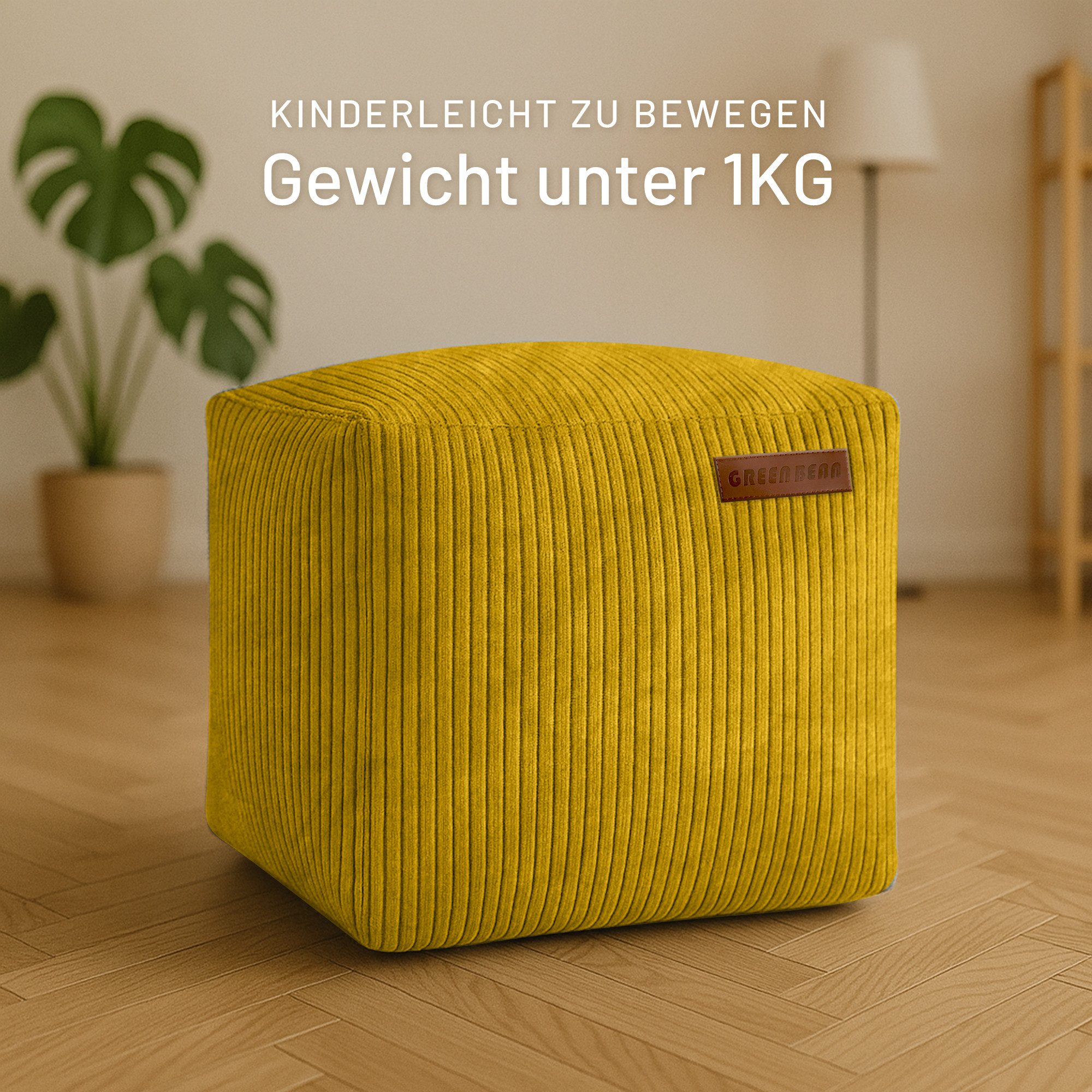 Green Bean Pouf Cube Cord (Indoor Sitzhocker Sitzkissen Fußhocker Relax-Ses günstig online kaufen