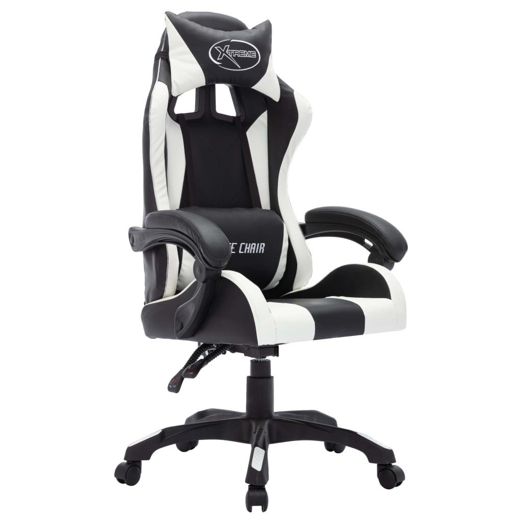 und St) mit furnicato (1 LED-Leuchten Gaming-Stuhl RGB Bürostuhl Weiß Schwarz Kunstleder