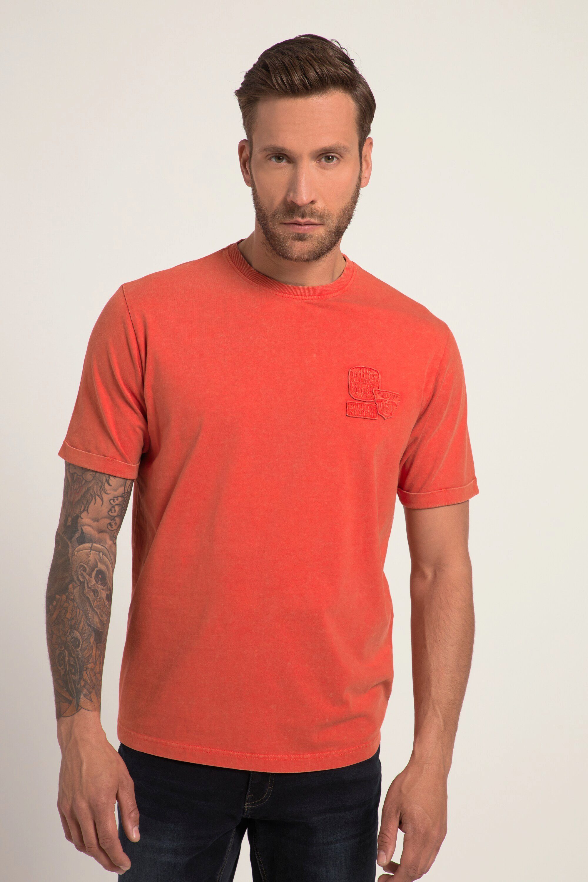 JP1880 T-Shirt T-Shirt Halbarm Vintage Look Badges Rundhals | T-Shirts
