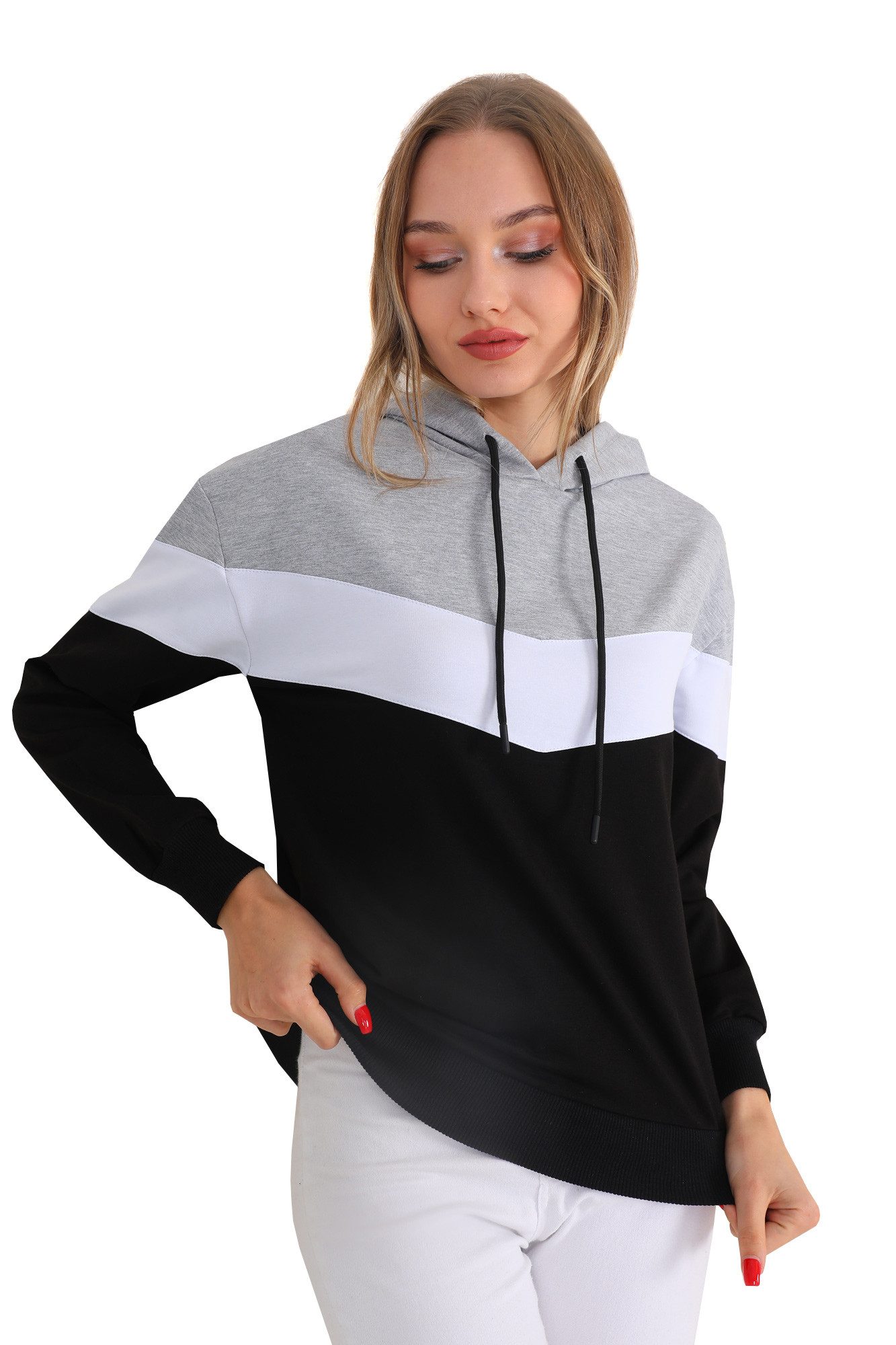 Bongual Kapuzensweatshirt Longsleeve Sweatshirt Hoodie Zickzack günstig online kaufen