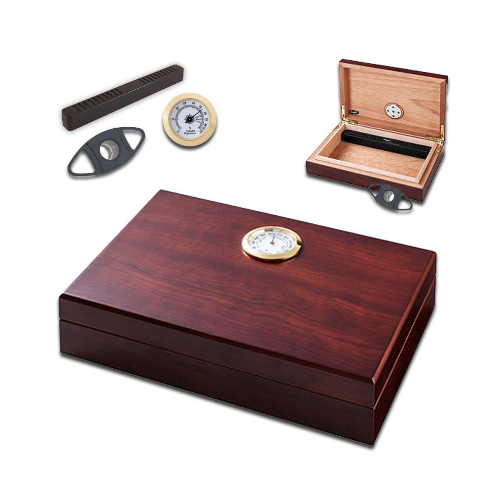 Coumo Humidor Mini Humidor, kompakt, Hygrometer Zigarrenschneider Befeuchter