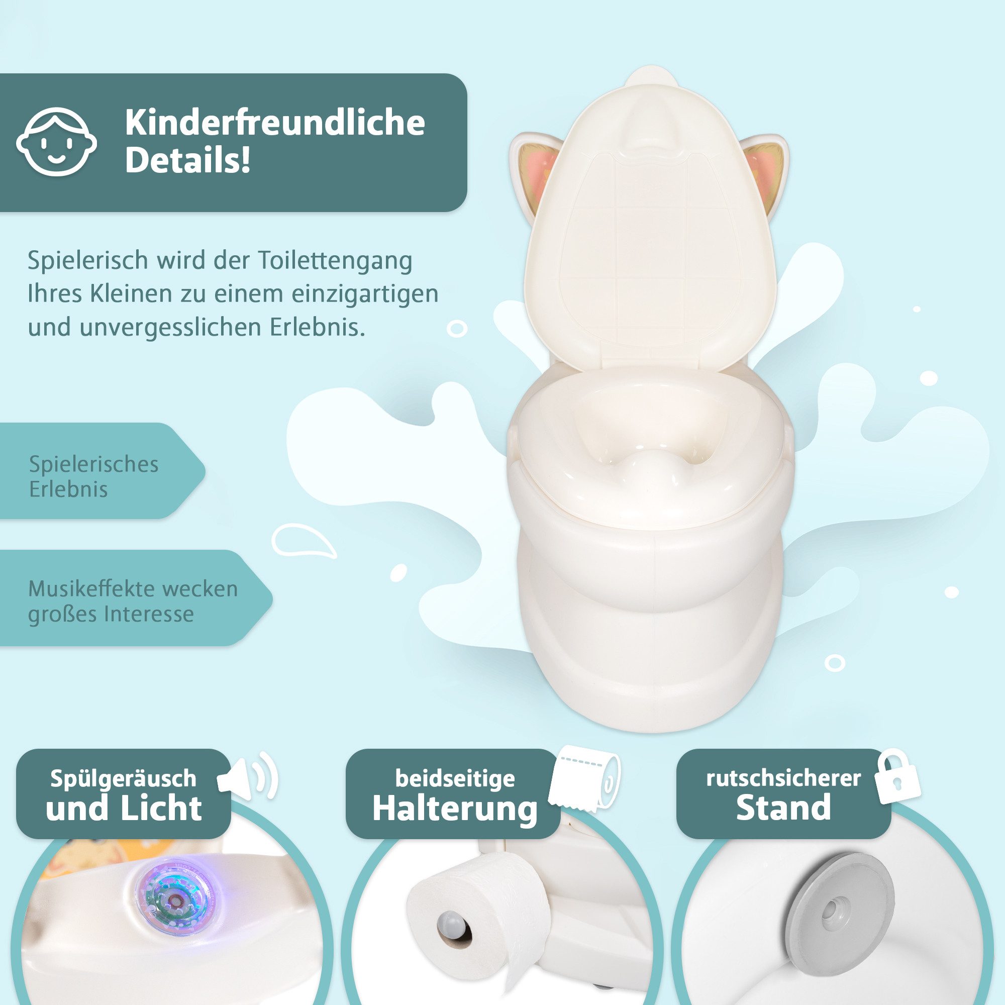 Lemodo Töpfchen Töpfchen mit Spülgeräusch und verschiedenen Tiermotiven