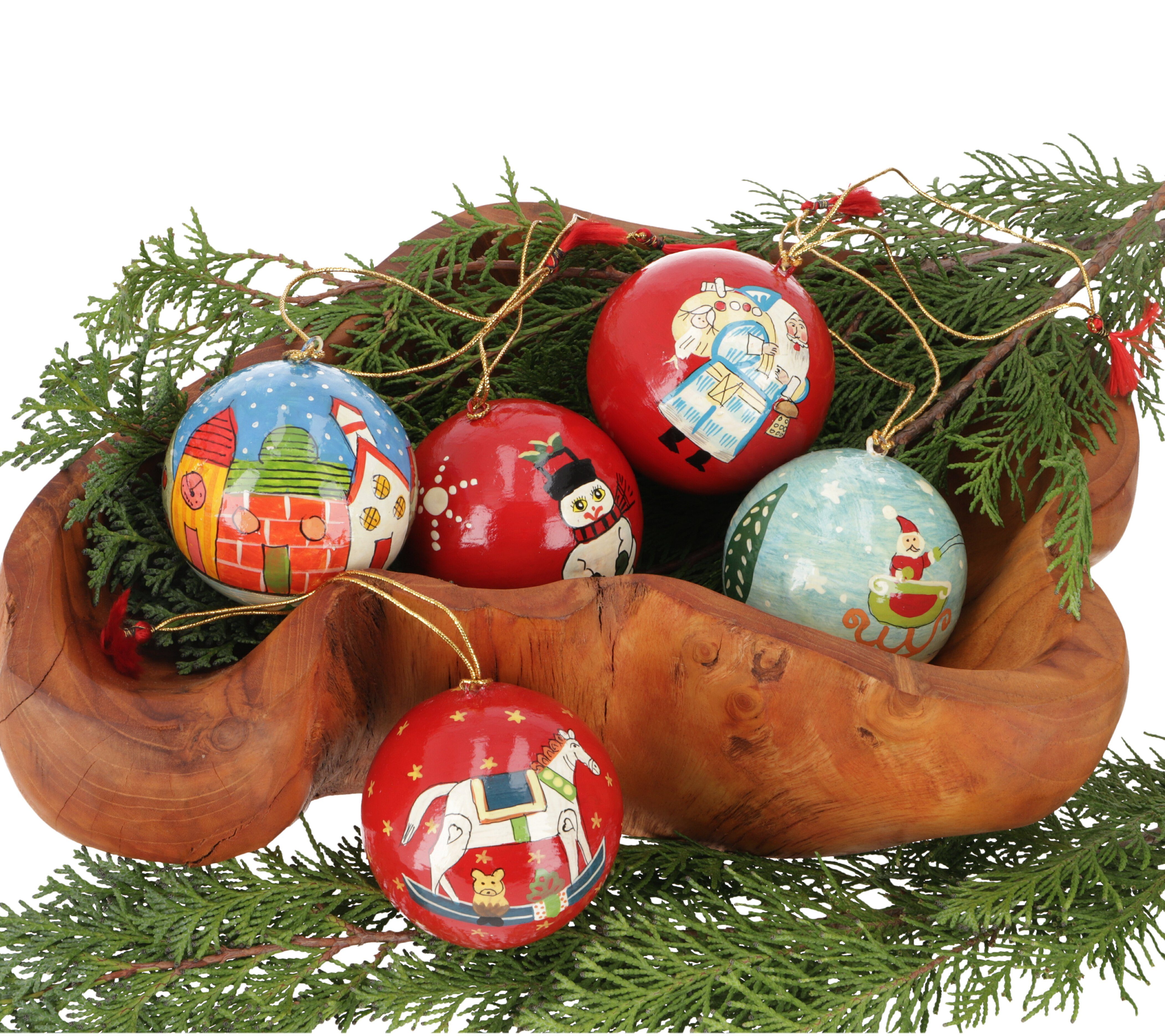 Guru-Shop Christbaumschmuck Upcycling Weihnachtskugeln 5er Set aus.. X mas