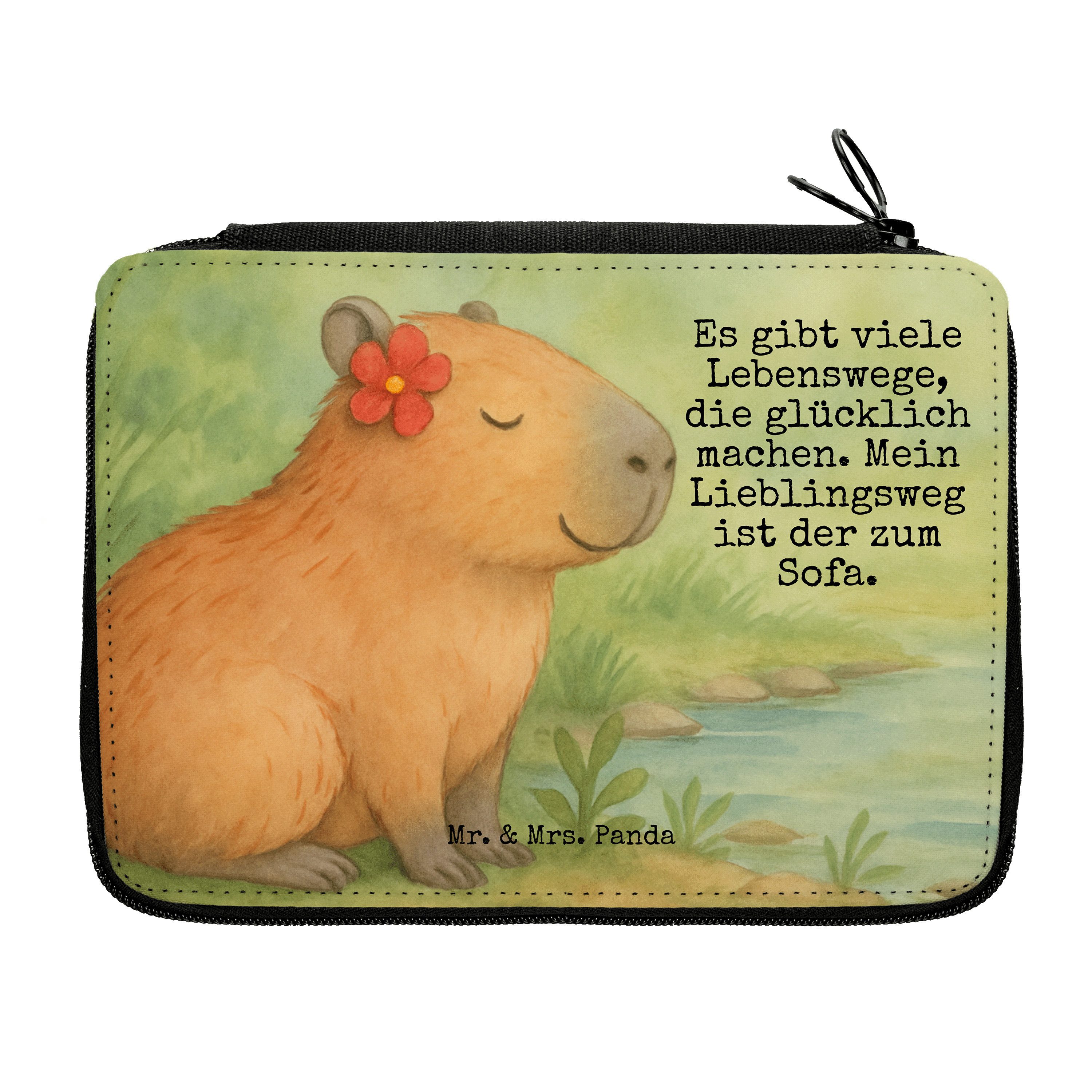 Federmäppchen Capybara Blume Design, Bleistiftetui, Weiß, Federmappe, Schreibmappe