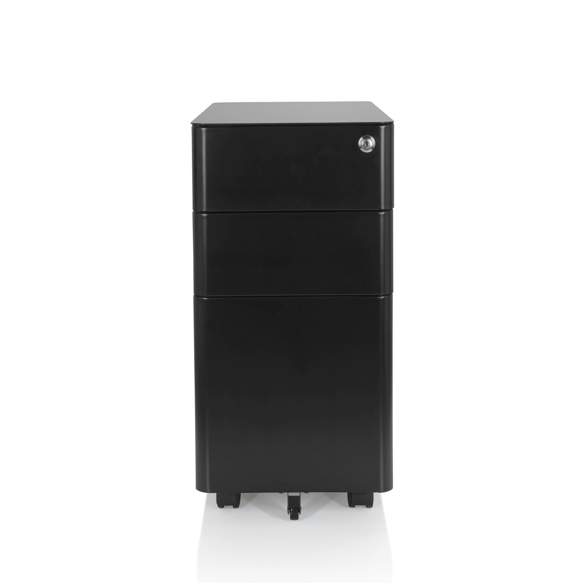 hjh Rollcontainer Schreibtisch Schwarz OFFICE Rollcontainer Stahl, COLOR I Schubladenschrank