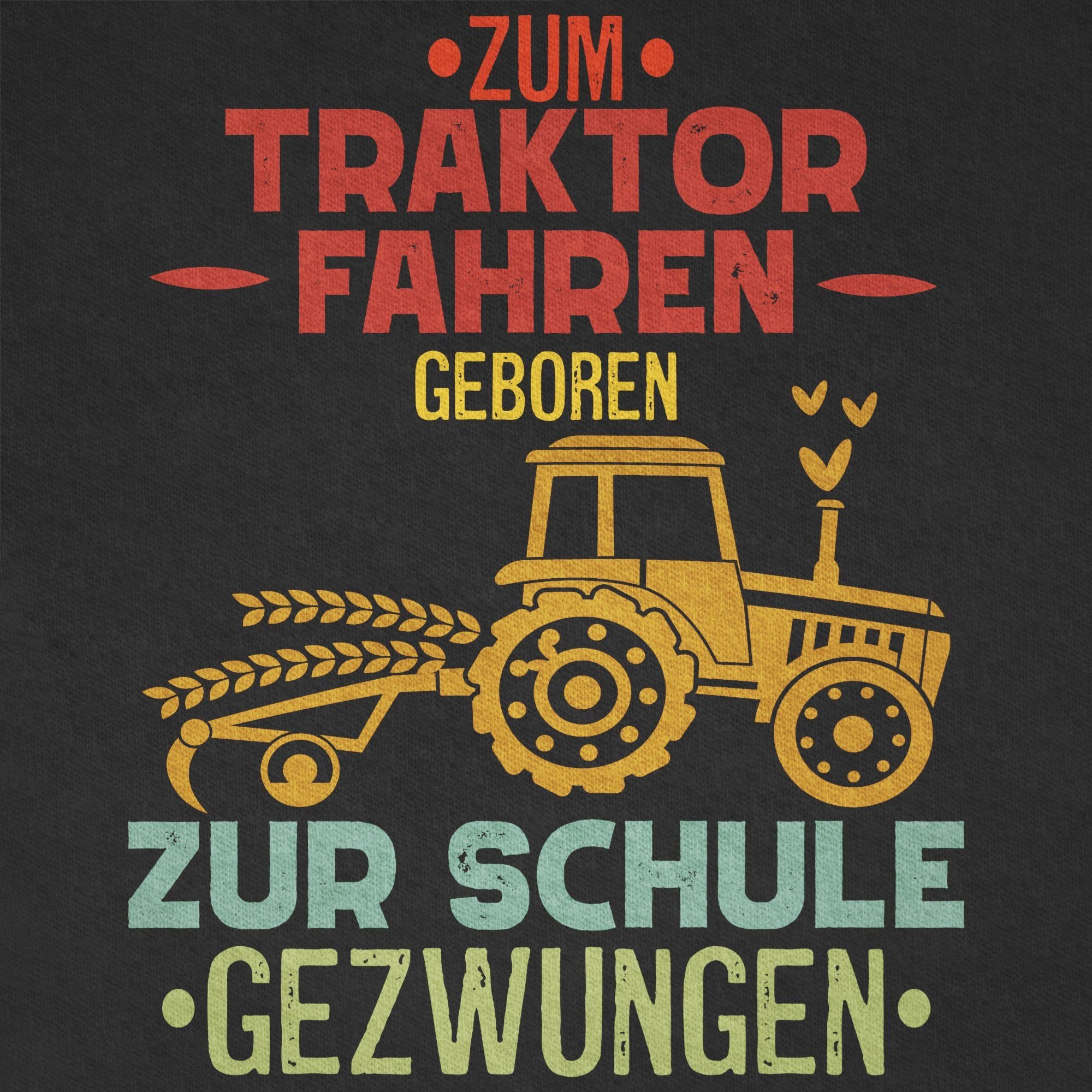 Schule 02 Einschulung Traktor Geschenke fahren Zum Shirtracer Schwarz T-Shirt Junge gezwungen Schulanfang Vintage geboren zur