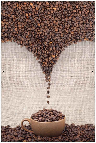 Wallario Sichtschutzzaunmatten »Tasse mit Kaffeebohnen - Kaffeedesign«