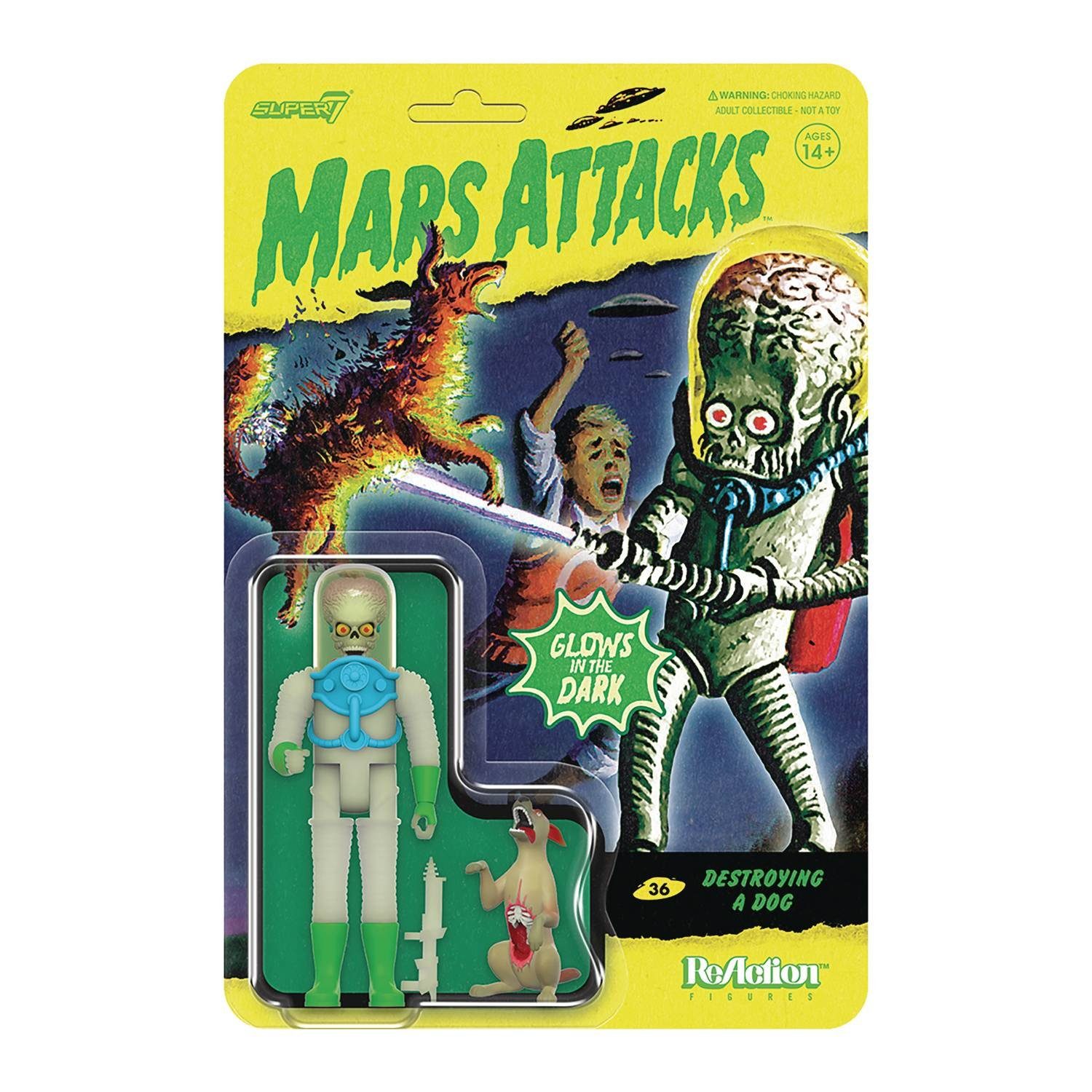 Super7 Actionfigur Mars Attacks Destroying a Dog (Glow in the Dark) ReAction Actionfigur