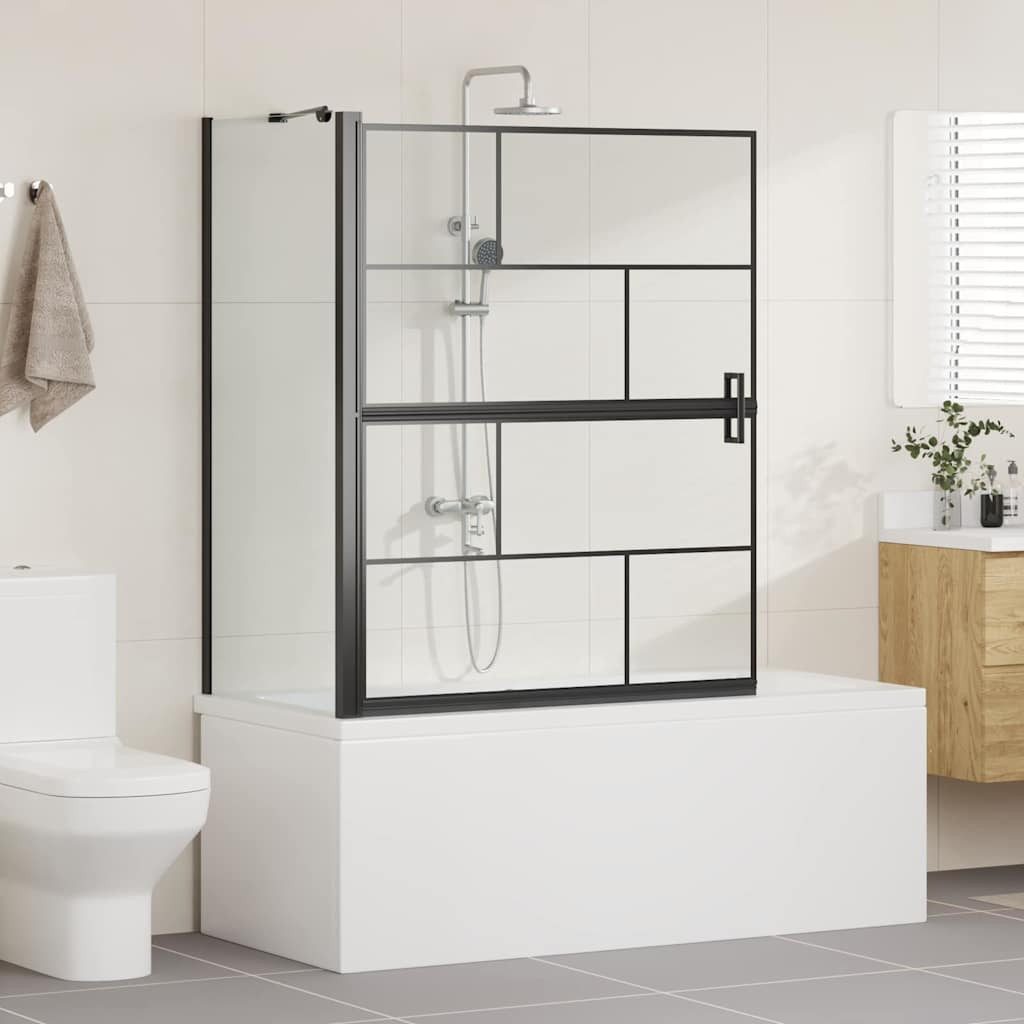vidaXL Duschwand Bad-Duschschirm Schwarz und Transparent 100 x 68 x 128 cm, (1 tlg)
