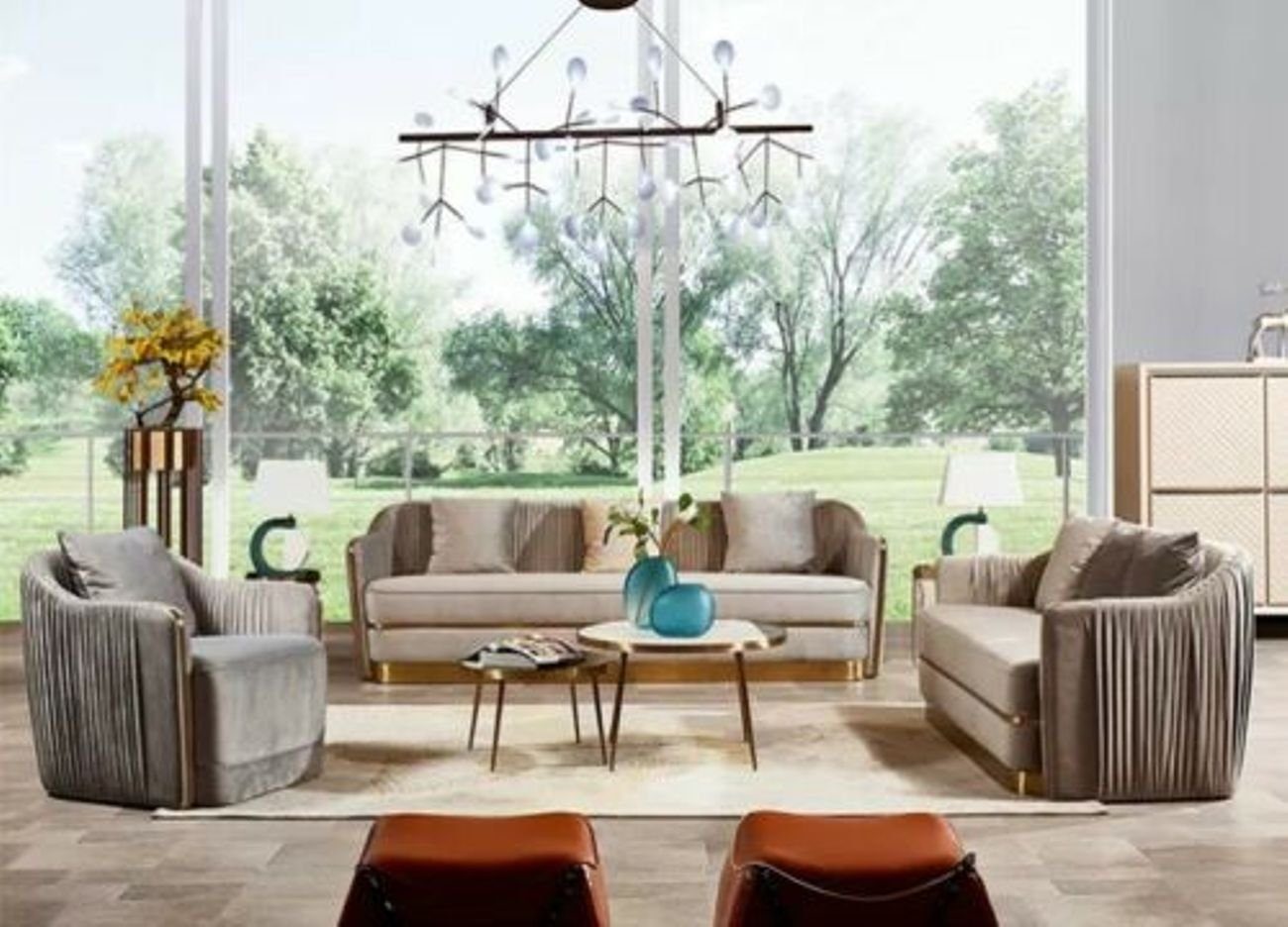 Garnitur Sofa Design Wohnzimmer-Set, Sitz Couch Lounge Italy JVmoebel Club Polster 3+1+1