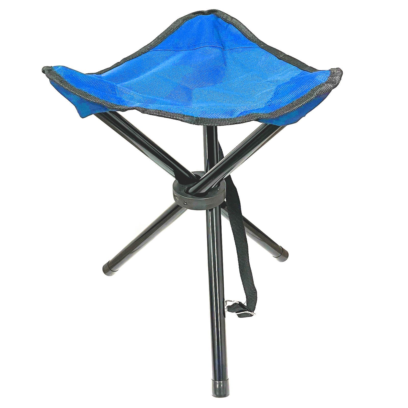 110 Angelhocker | bis Tragegurt Dreibeinhocker, HAC24 Campinghocker Campingstuhl Hocker und blau Klettverschluss inkl. blau kg Falthocker Camping