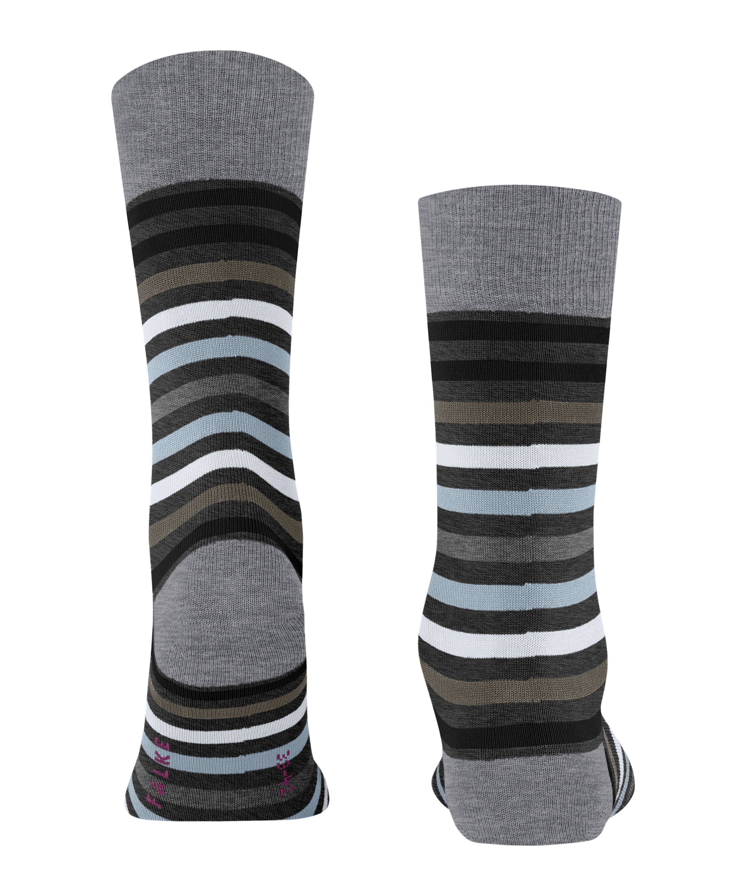 FALKE Socken Tinted Stripe (3180) asphalt (1-Paar) mel