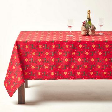 Homescapes Tischdecke Weihnachtstischdecke Rentier, rot, 100% Baumwolle, 137x137cm (1-tlg)