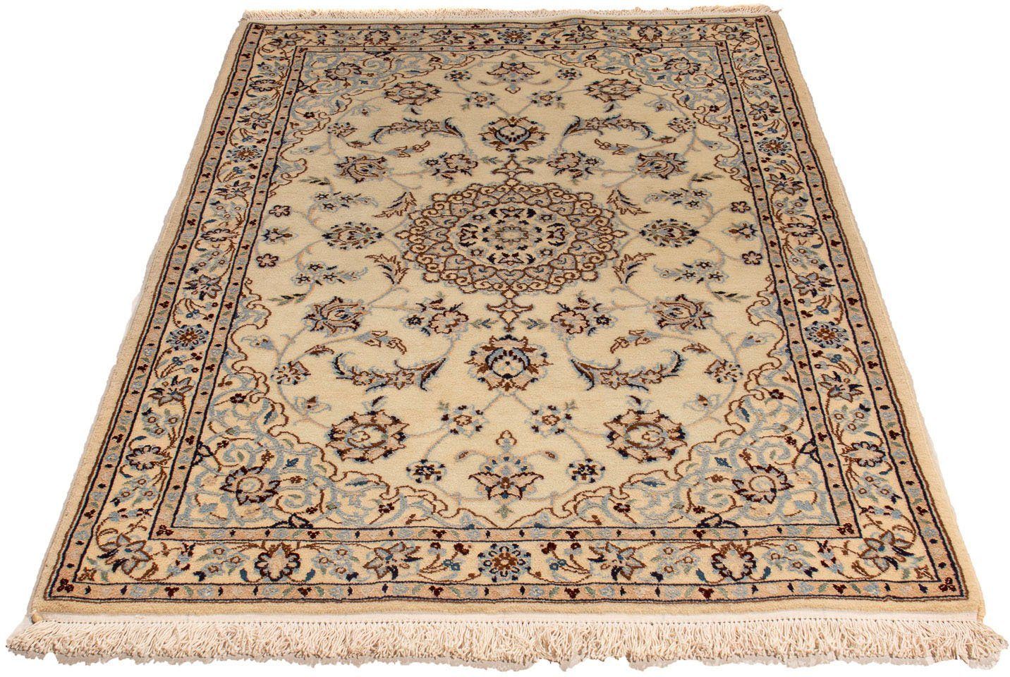 Orientteppich Perser - Nain - Royal - 145 x 97 cm - beige, morgenland, rechteckig, Höhe: 10 mm, Wohnzimmer, Handgeknüpft, Einzelstück mit Zertifikat