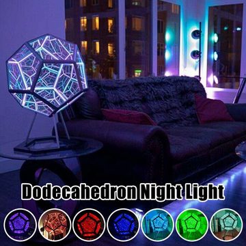 Gontence LED Nachtlicht Unendlichkeit Dodekaeder Farbe Kunst Licht kreative Dekoration Lampe, Unendlichkeitsdodekaeder, 3D-LED-Farbkunst-Nachtlicht, Sternenhimmellampe, USB