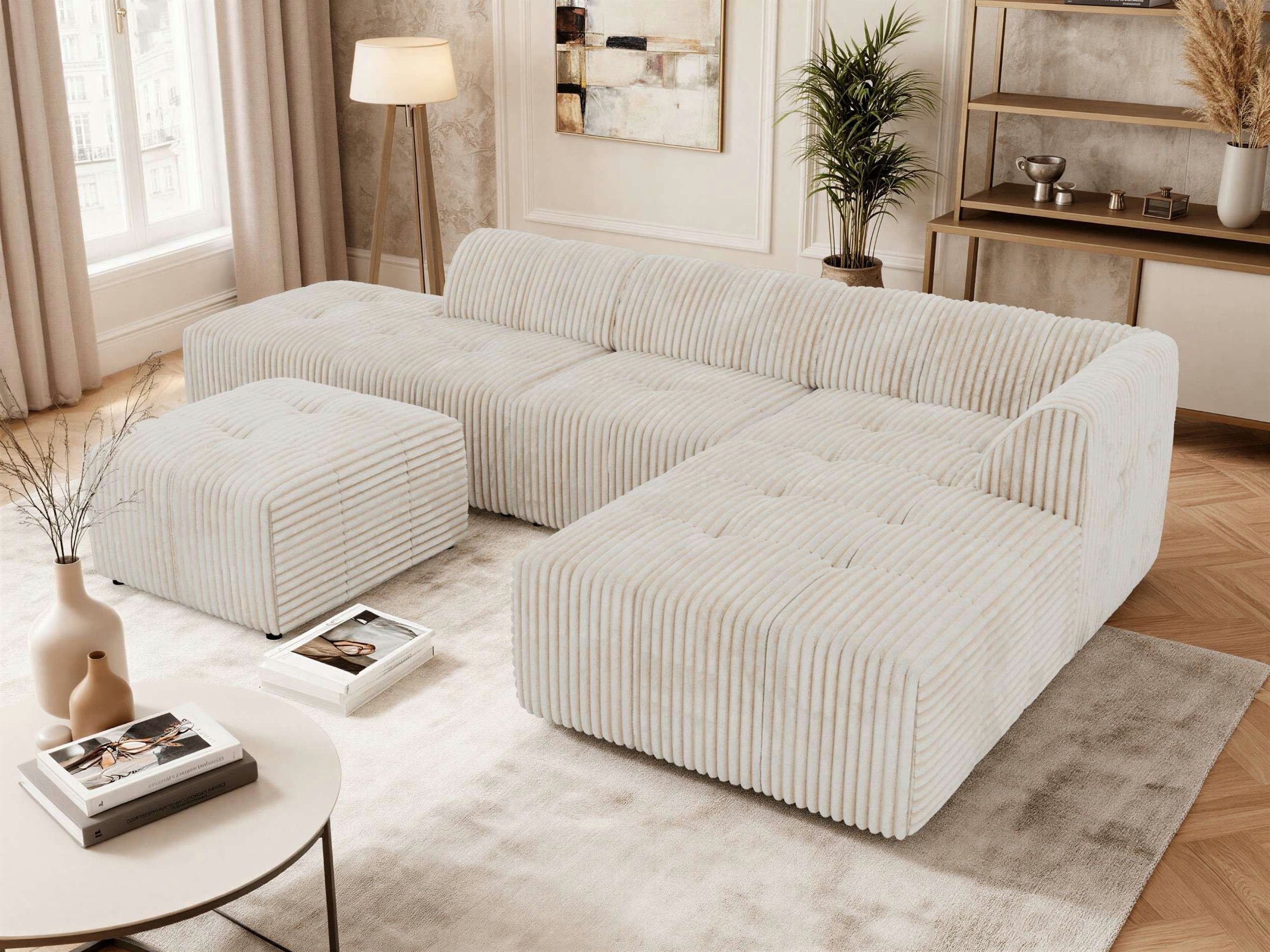 MKS MÖBEL Ecksofa GRIDA, 4M XXL-Modulsof, Sofa in L-Form, freistehend, mit Wellenfederung und HR35-Komfortschaum